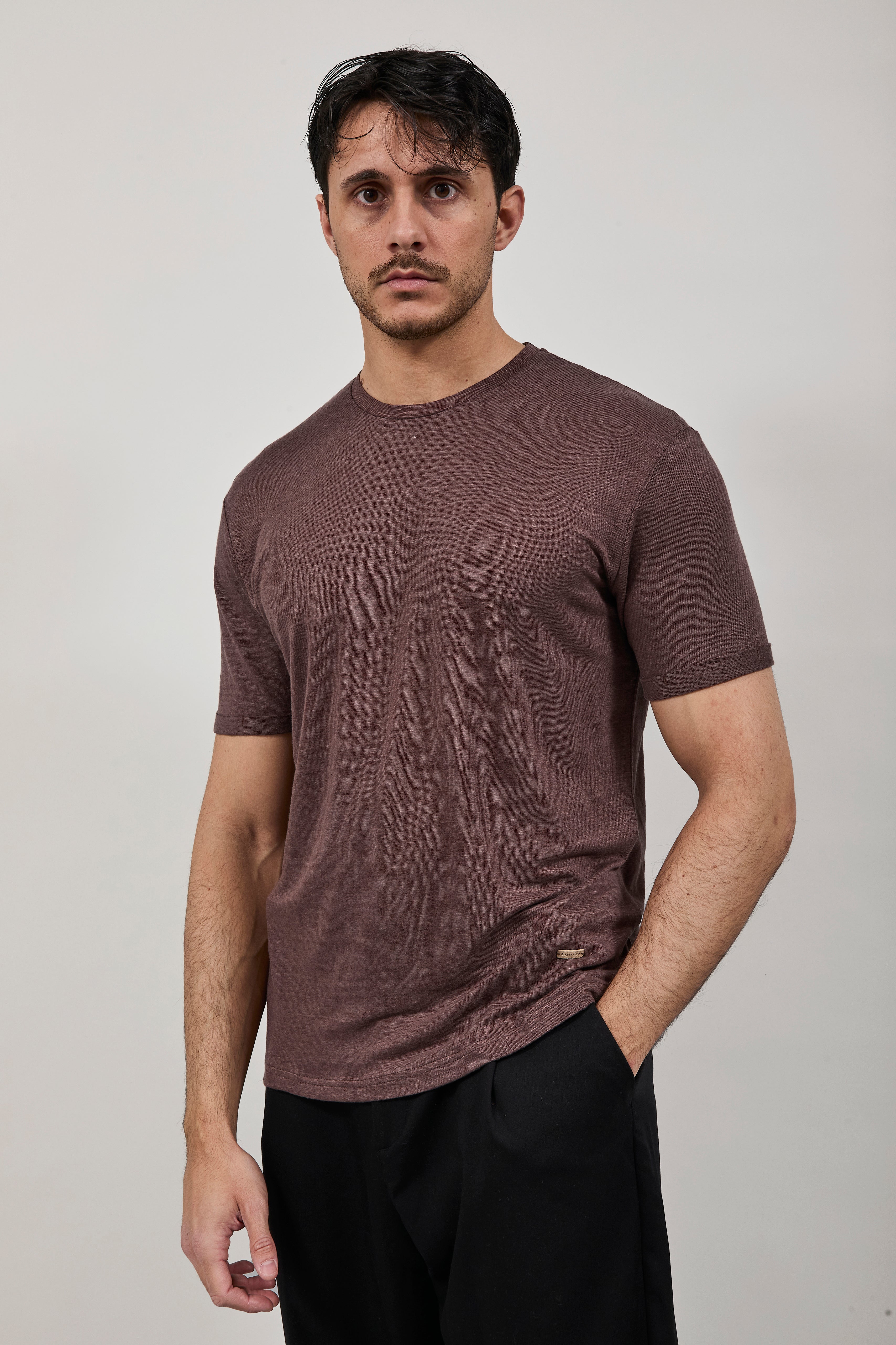 T-shirt Gianni Lupo Lino Cioccolato 087