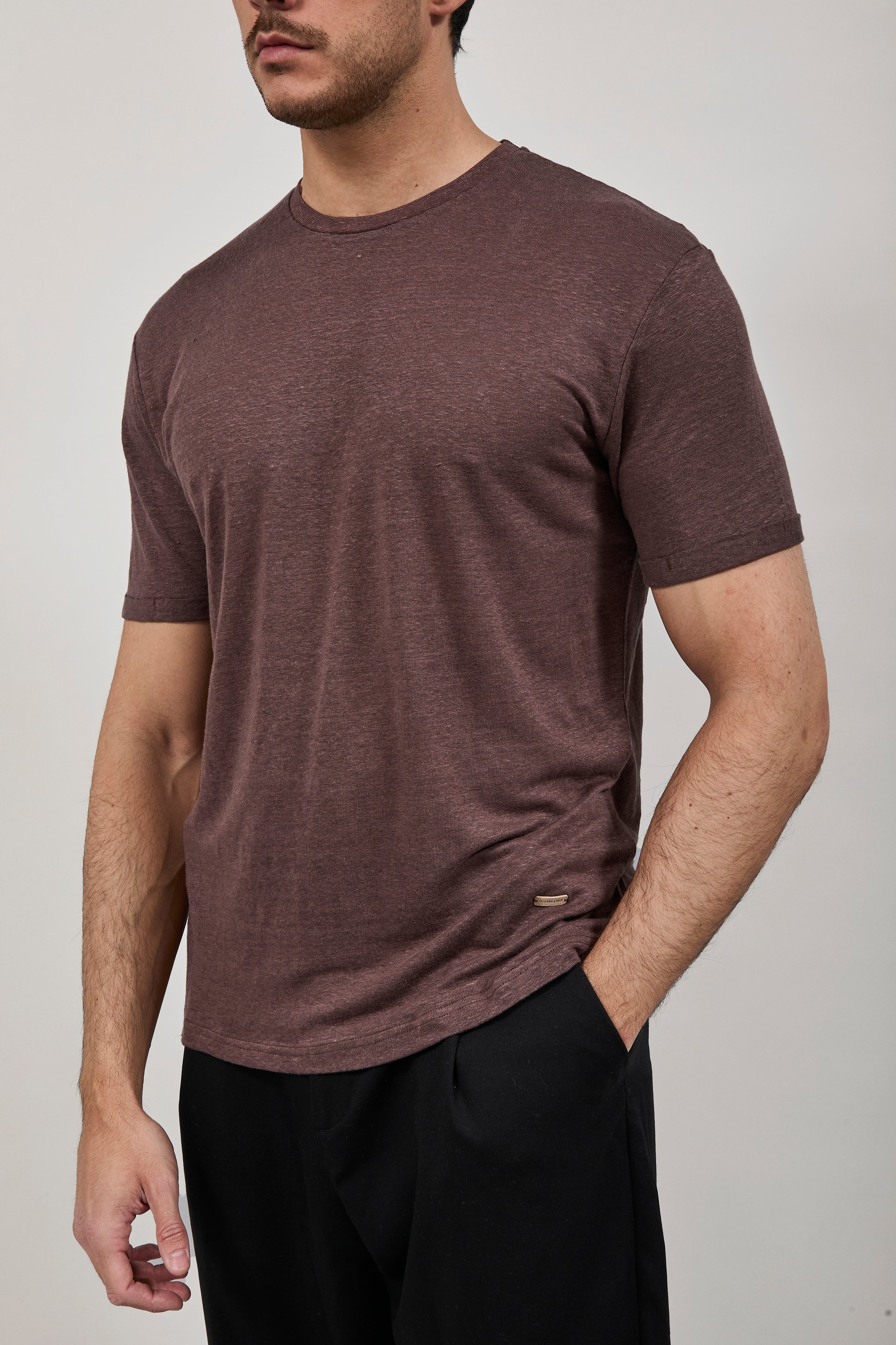 T-shirt Gianni Lupo Lino Cioccolato 087