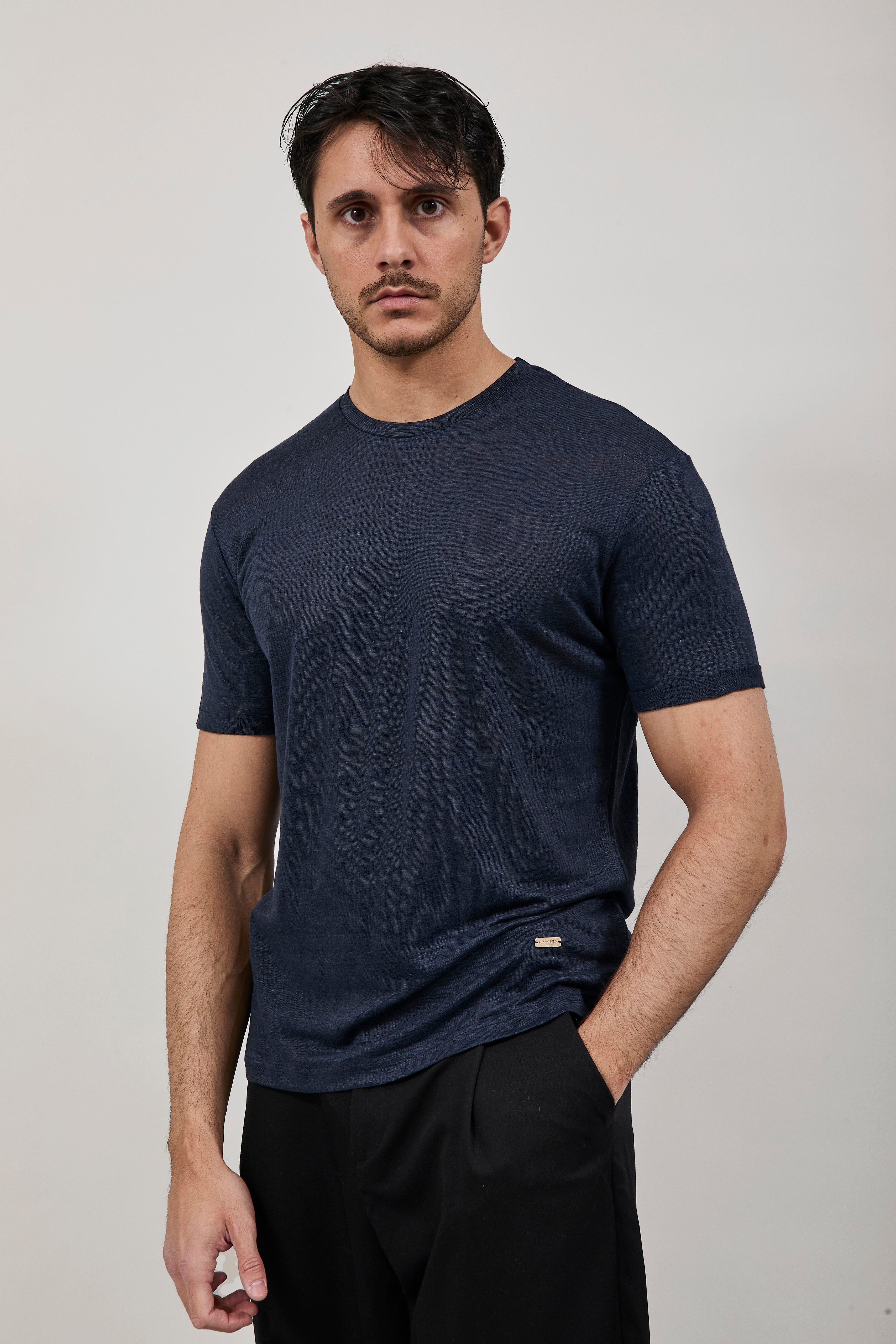 T-shirt Gianni Lupo Lino Navy 087