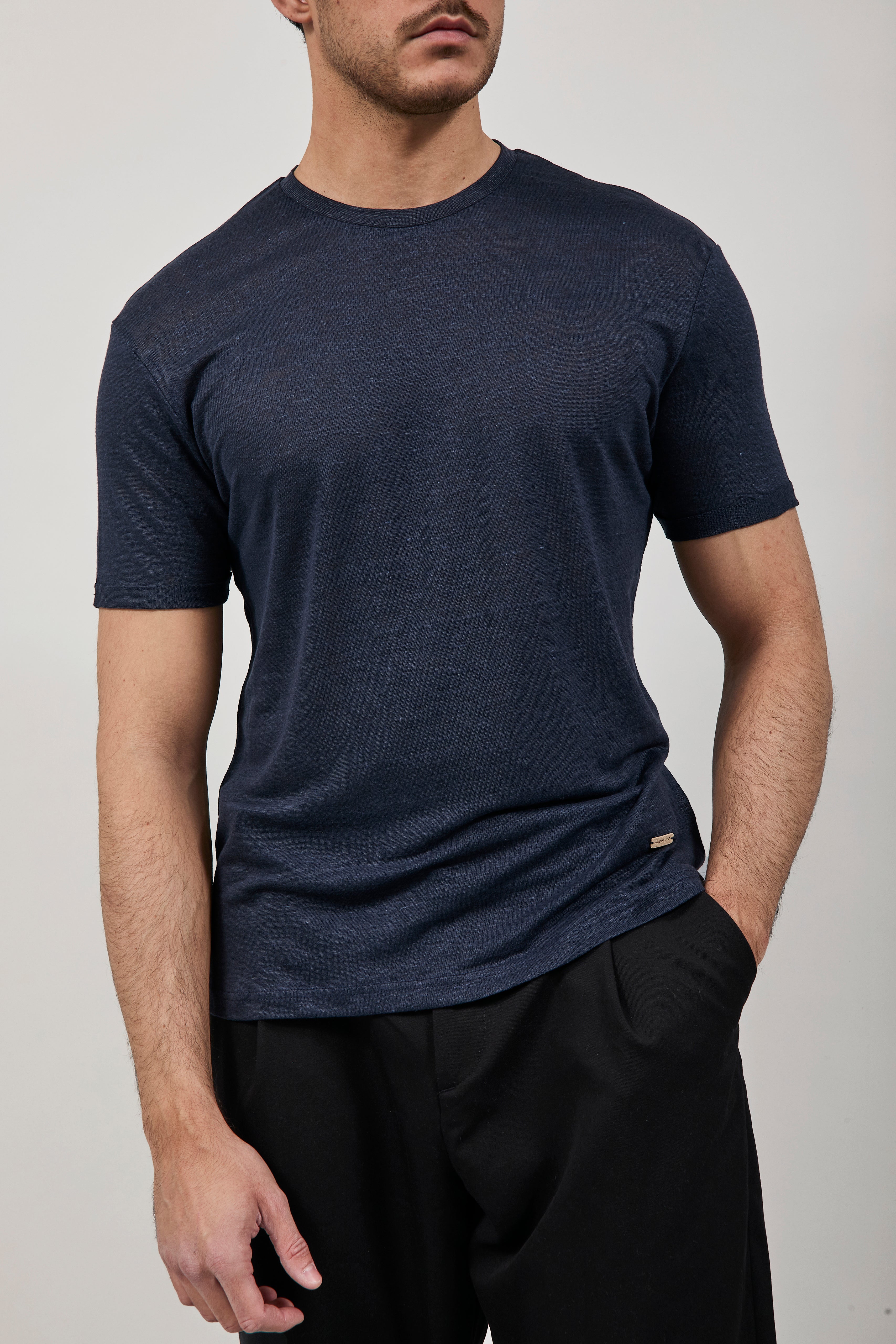 T-shirt Gianni Lupo Lino Navy 087