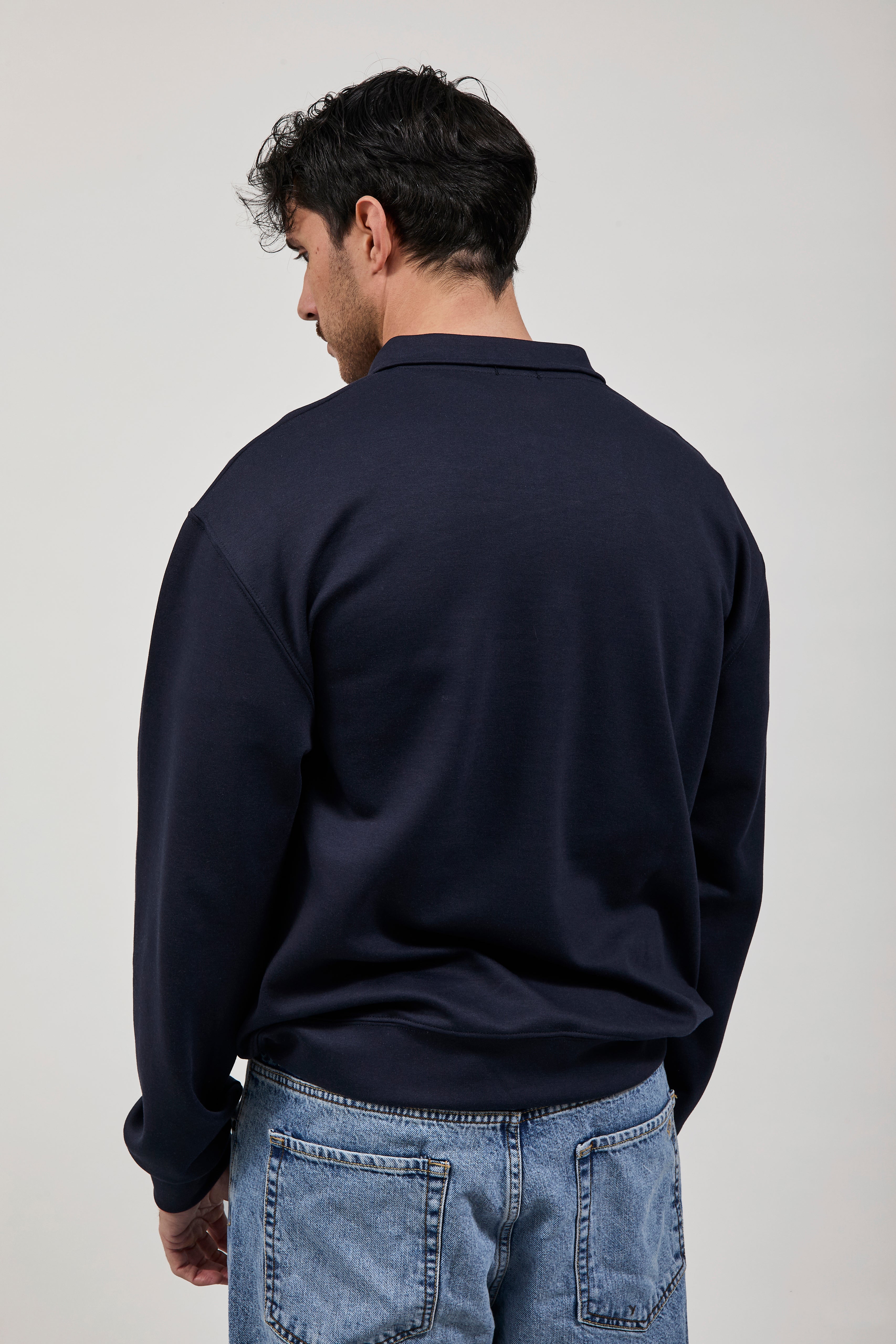 Felpa Berna Polo Zip Interlock Blu