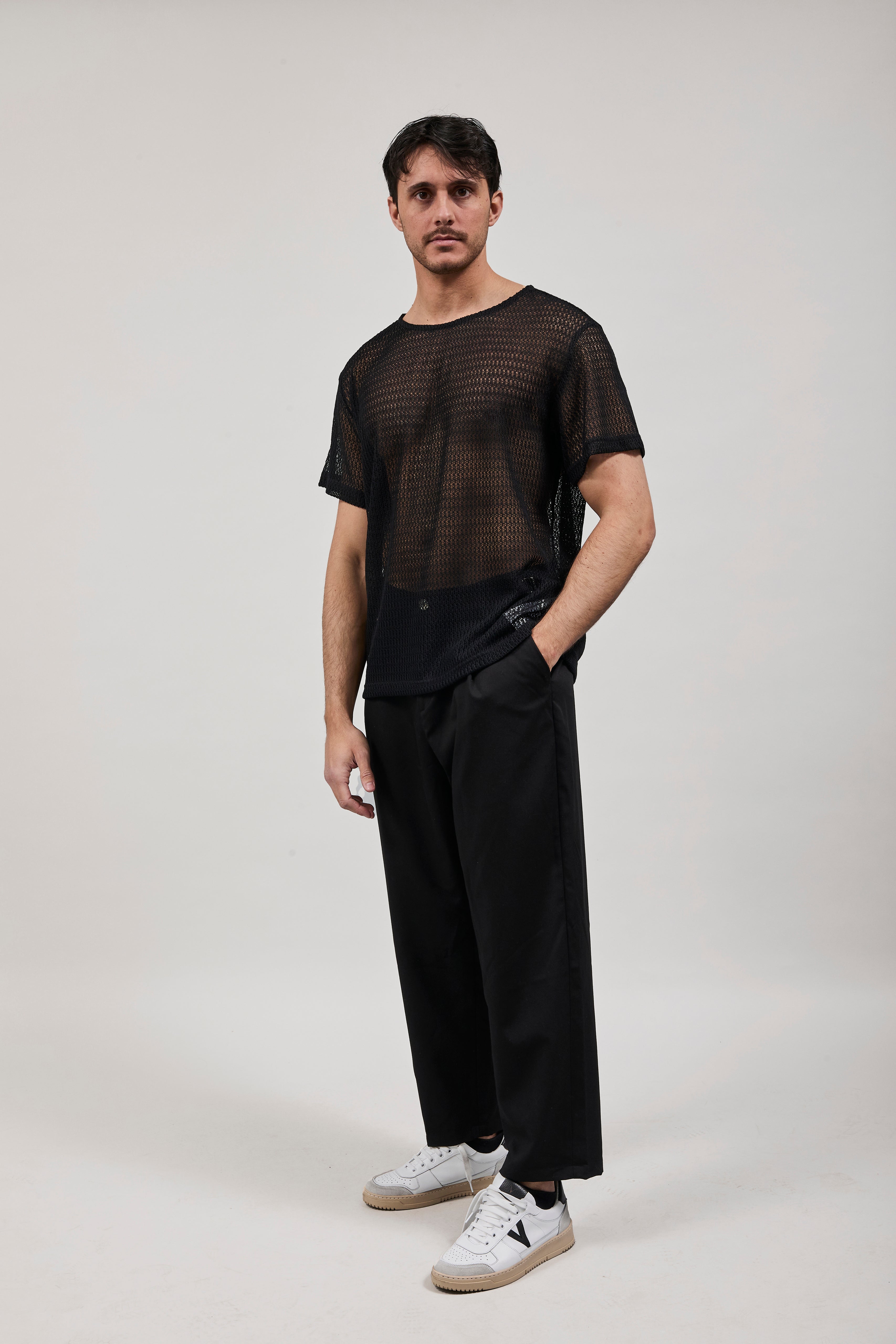 Maglia Over-d Traforata Nero T49