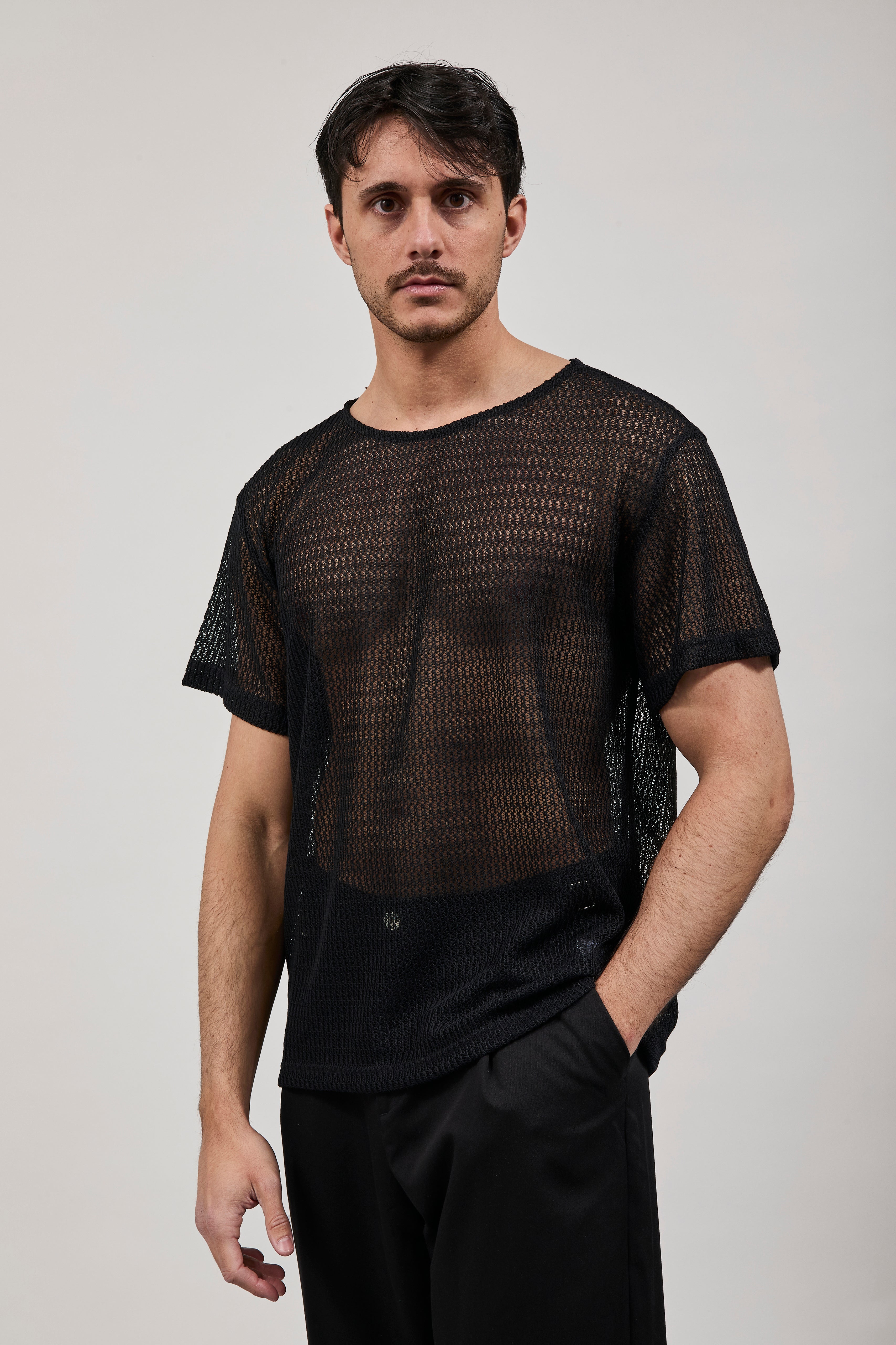 Maglia Over-d Traforata Nero T49
