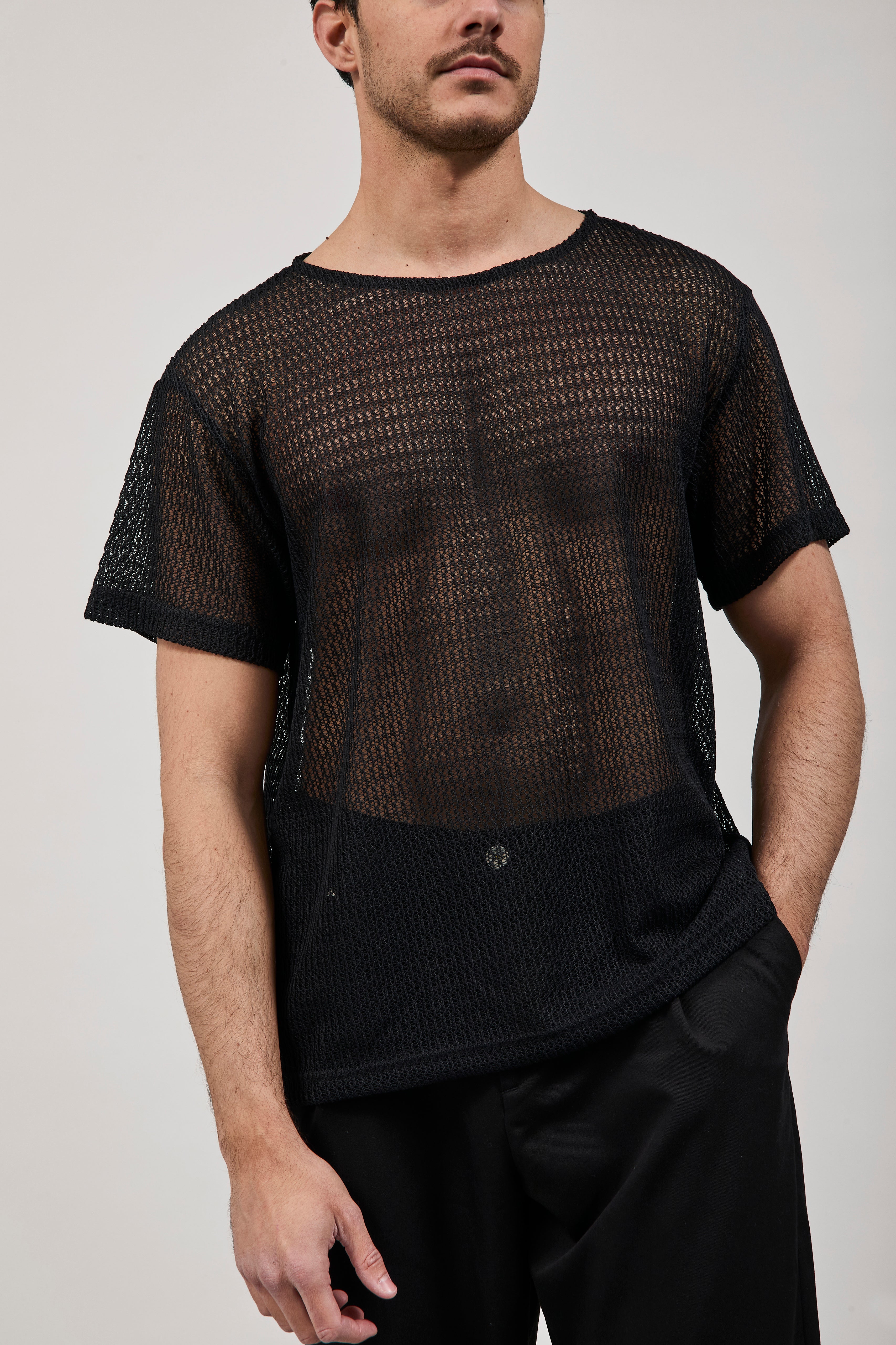 Maglia Over-d Traforata Nero T49