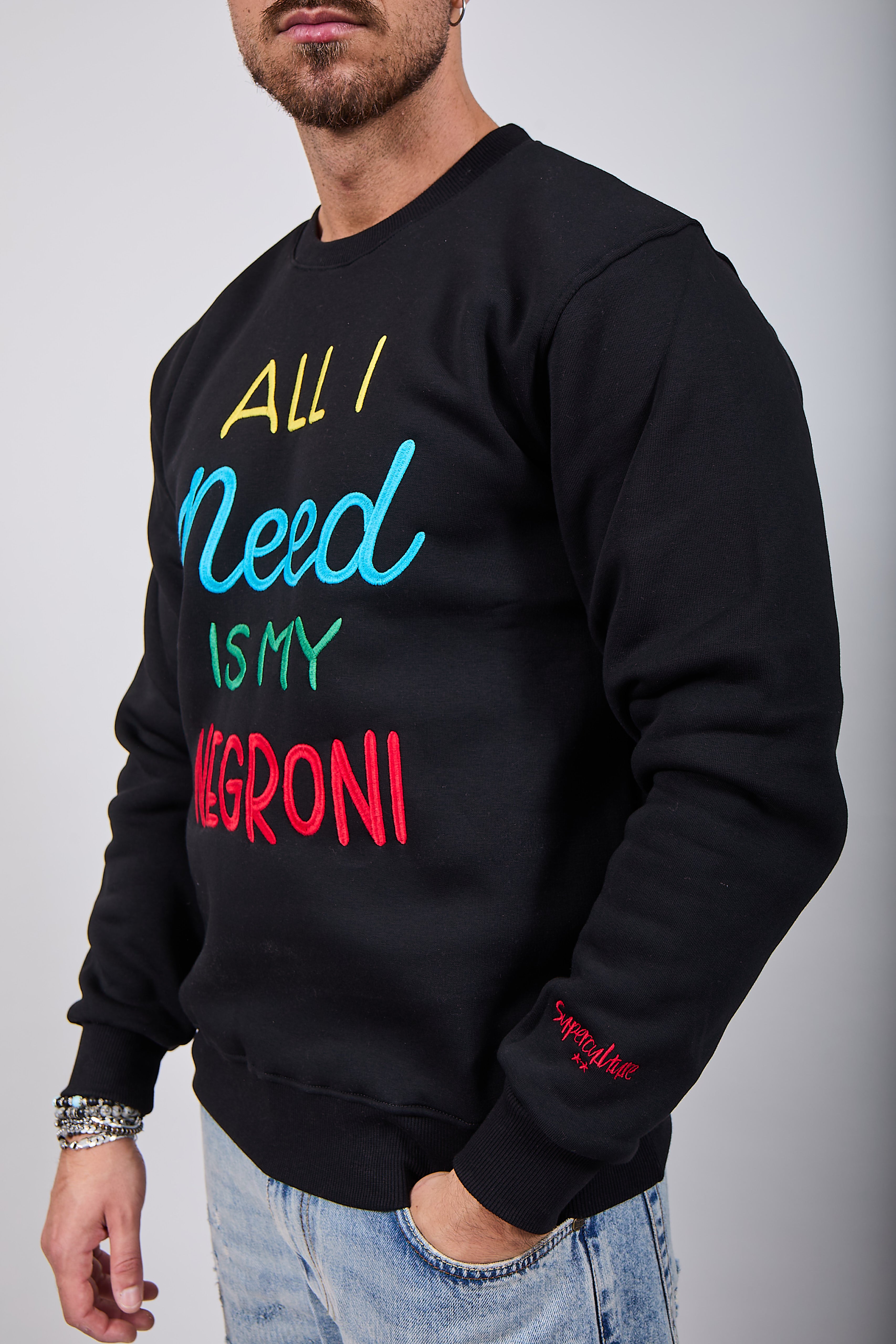 Felpa Superculture Girocollo Nera A1359 (12218700235092)