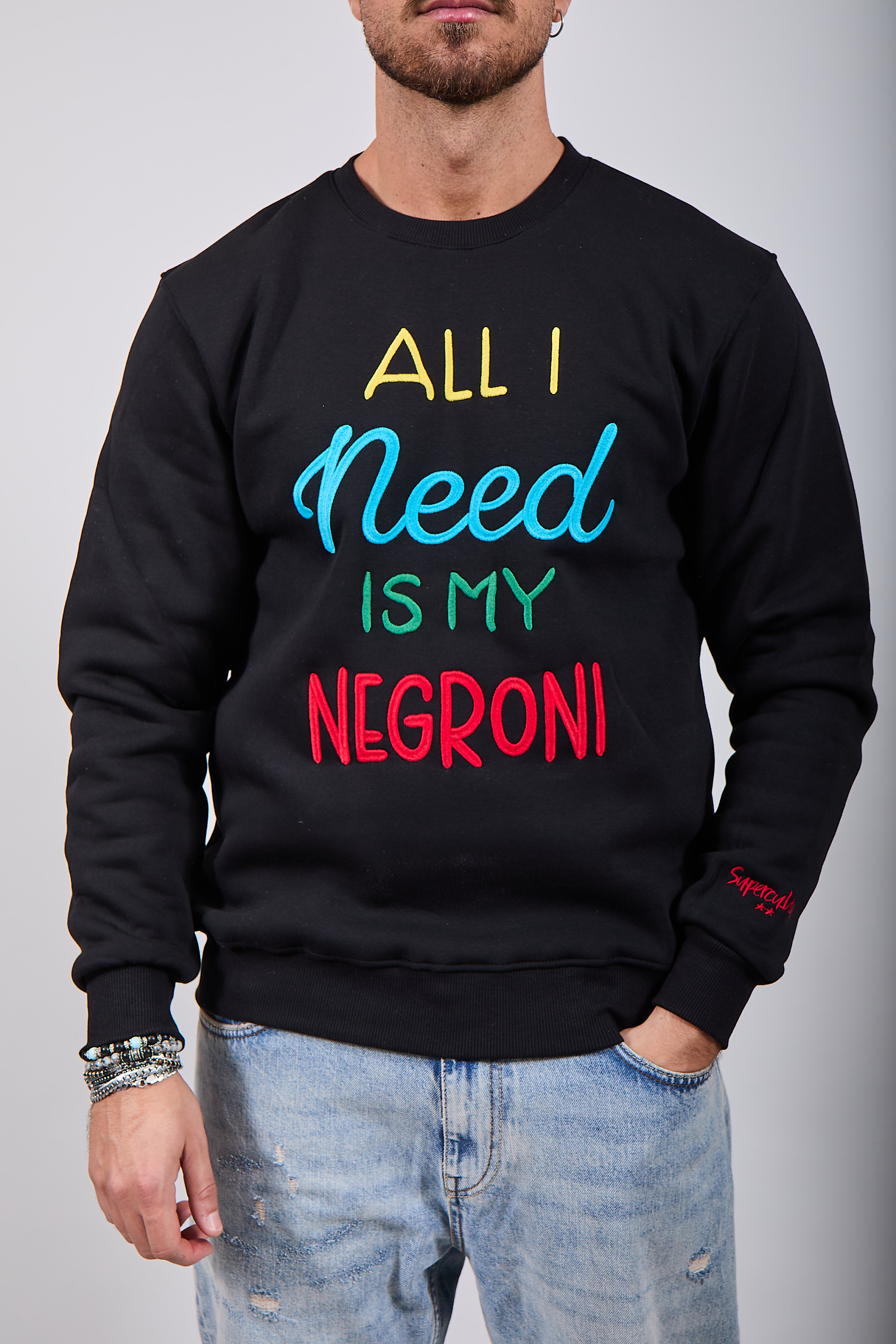 Felpa Superculture Girocollo Nera A1359 (12218700235092)