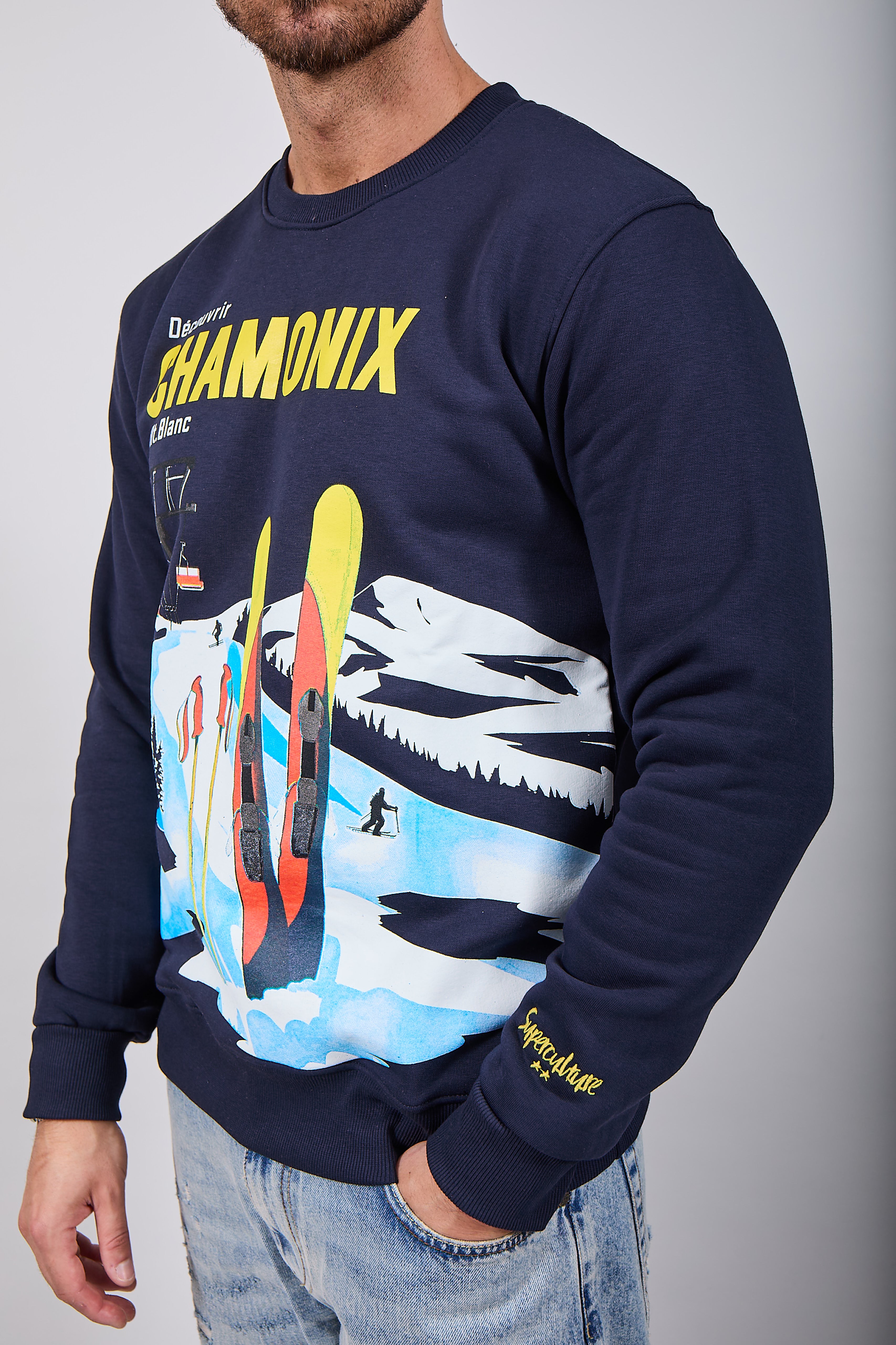 Felpa Superculture Girocollo Blu A1303 (12218741391700)