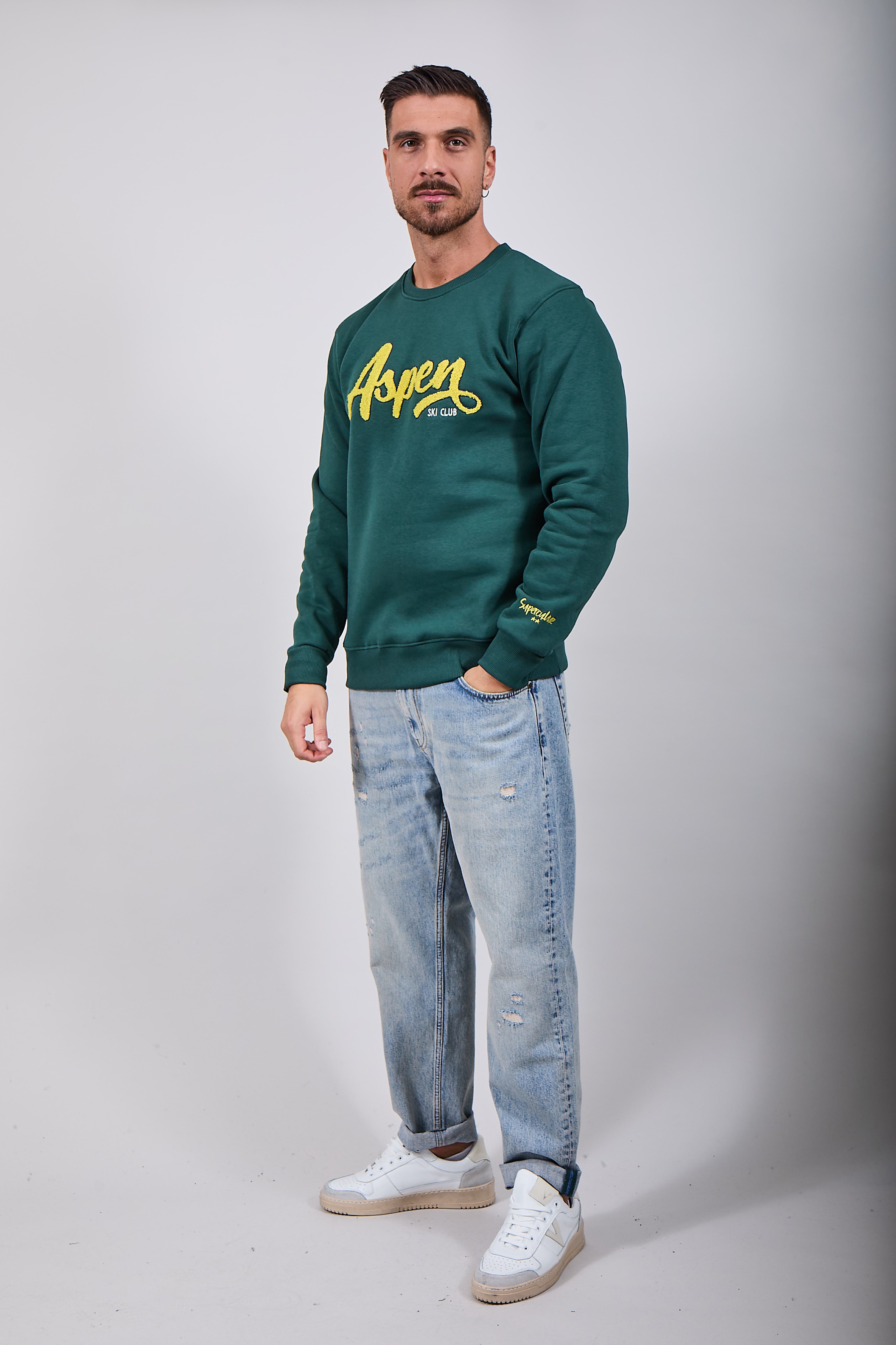 Felpa Superculture Girocollo Verde Bosco A1331 (12218689323348)