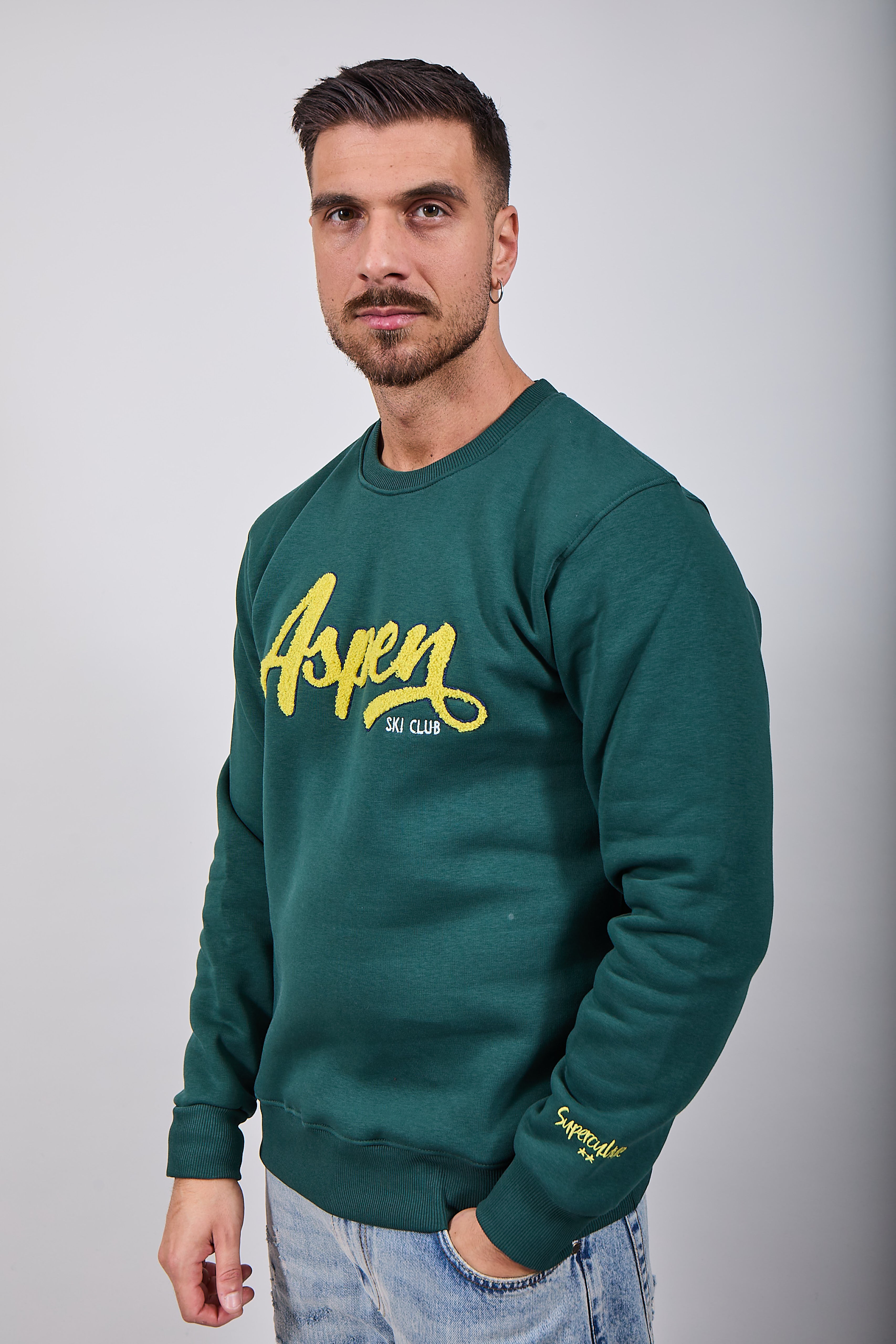 Felpa Superculture Girocollo Verde Bosco A1331 (12218689323348)