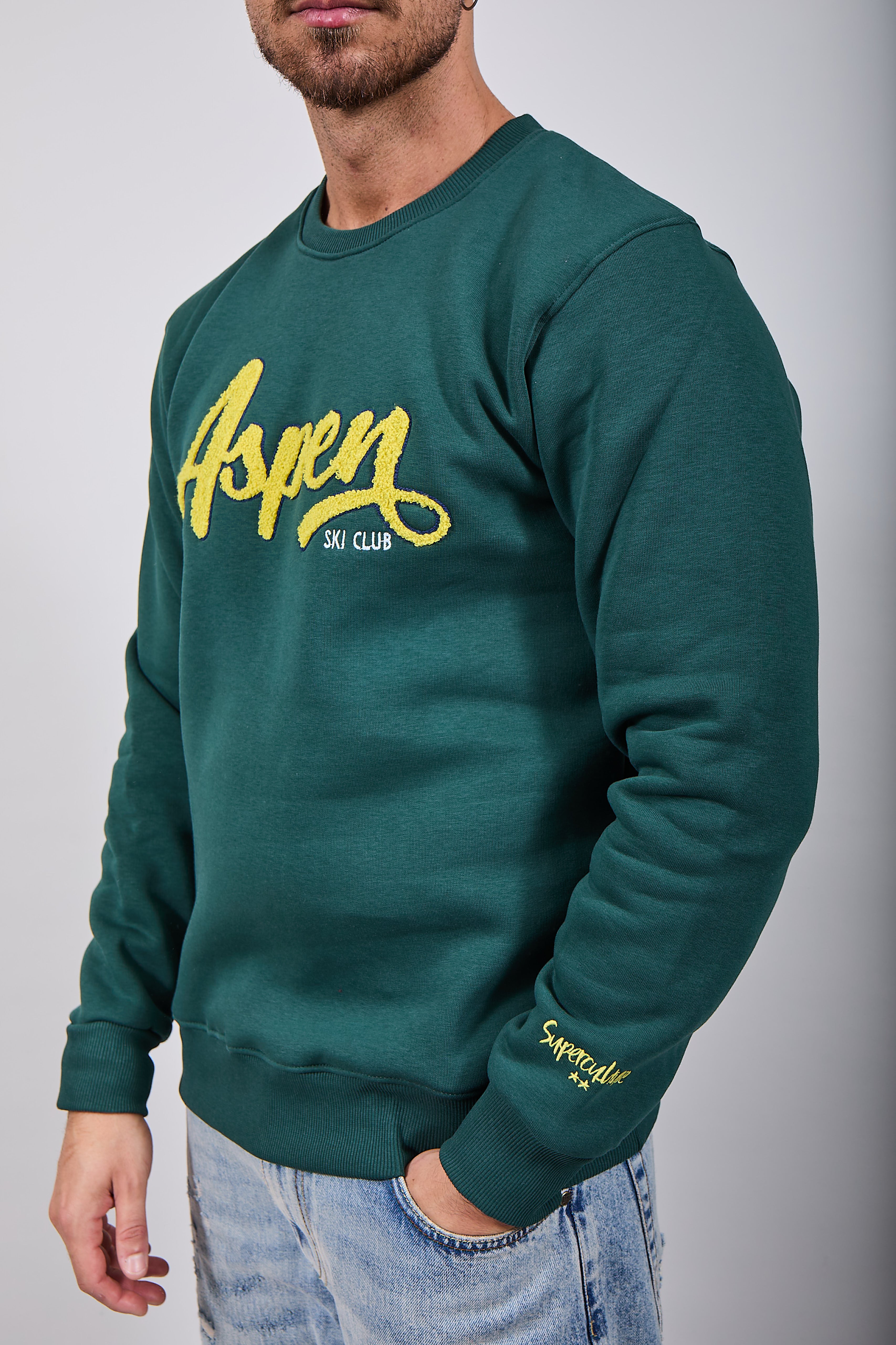 Felpa Superculture Girocollo Verde Bosco A1331 (12218689323348)