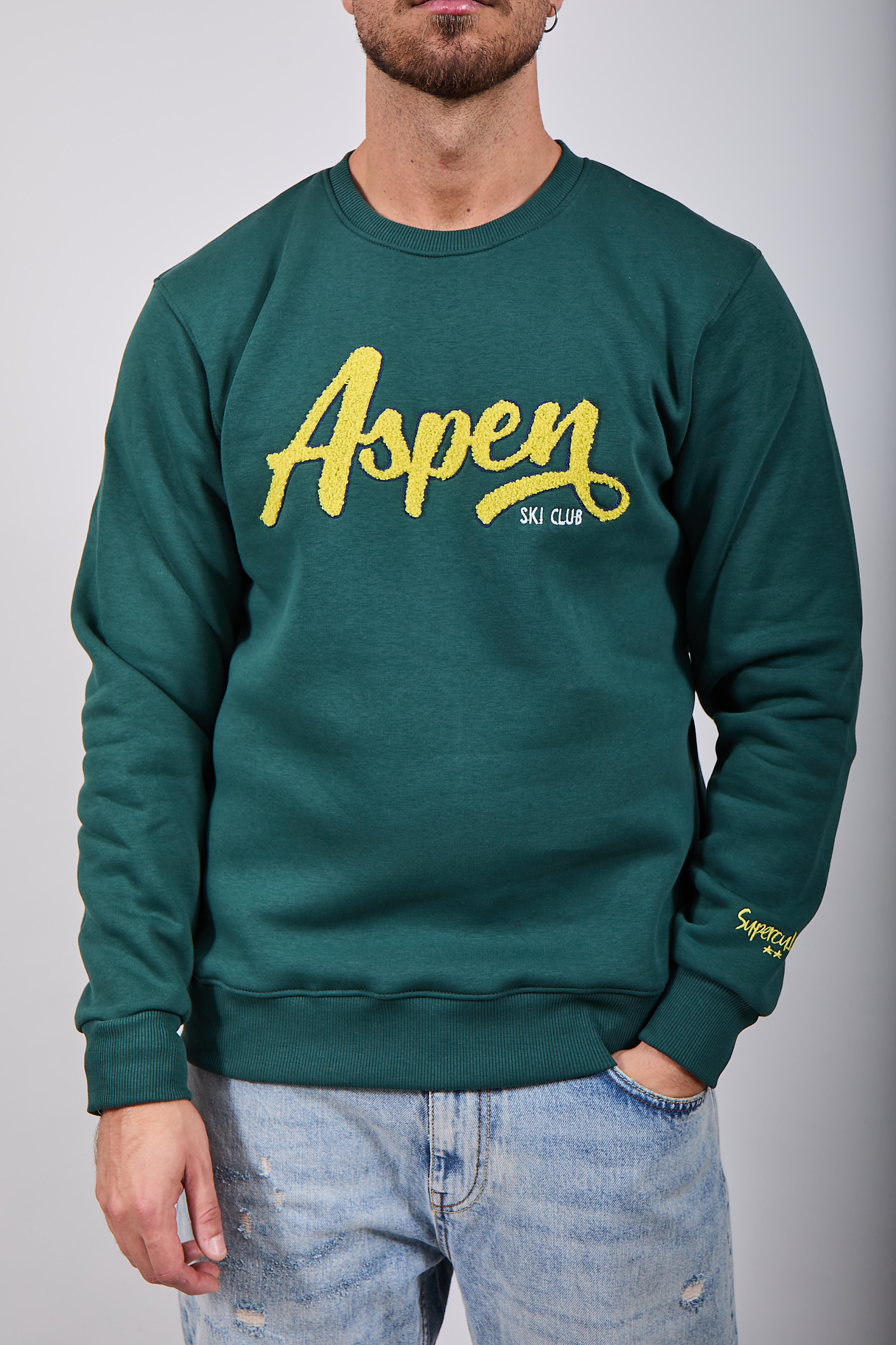 Felpa Superculture Girocollo Verde Bosco A1331 (12218689323348)