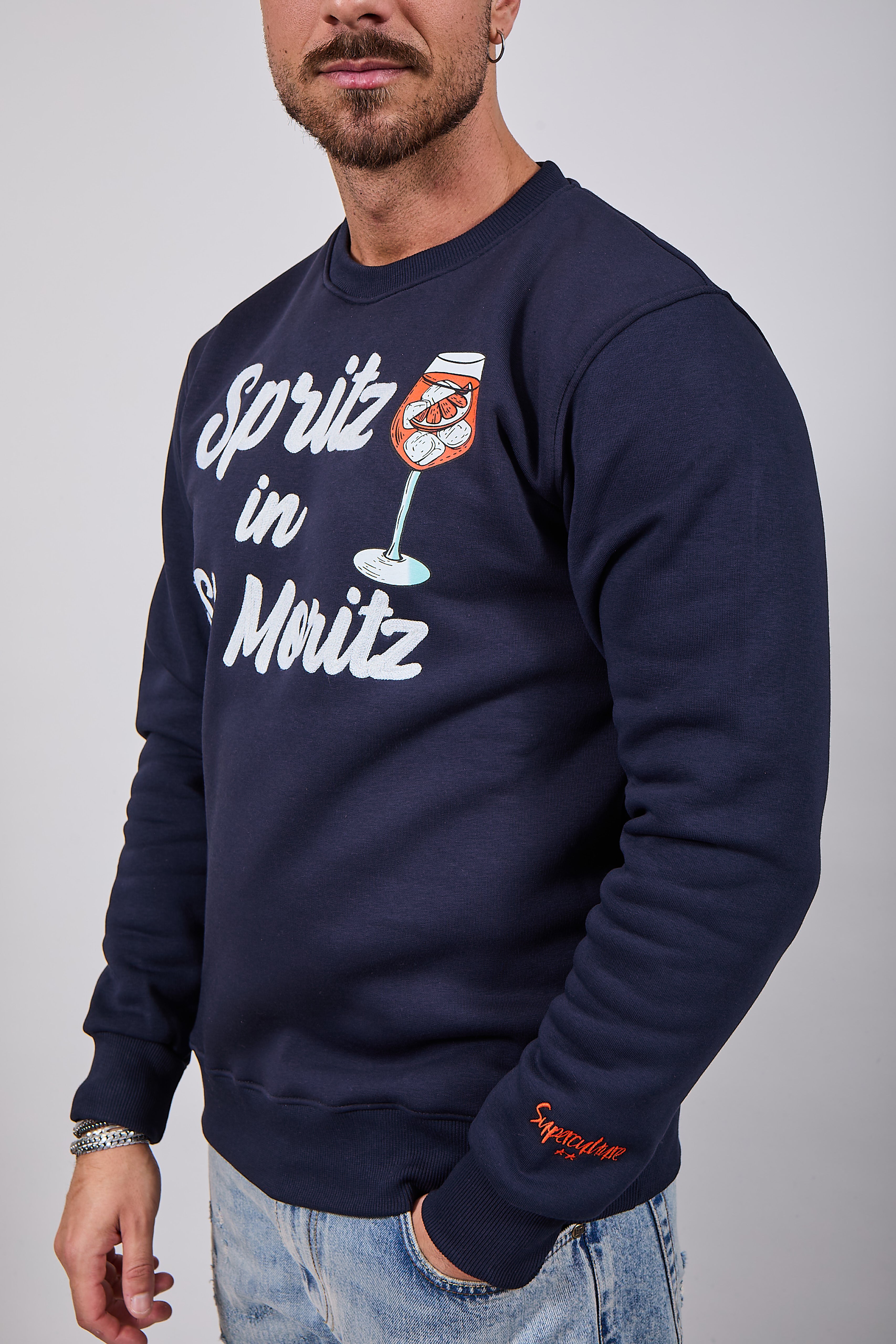 Felpa Superculture Girocollo Blu A1369 (12218675659092)