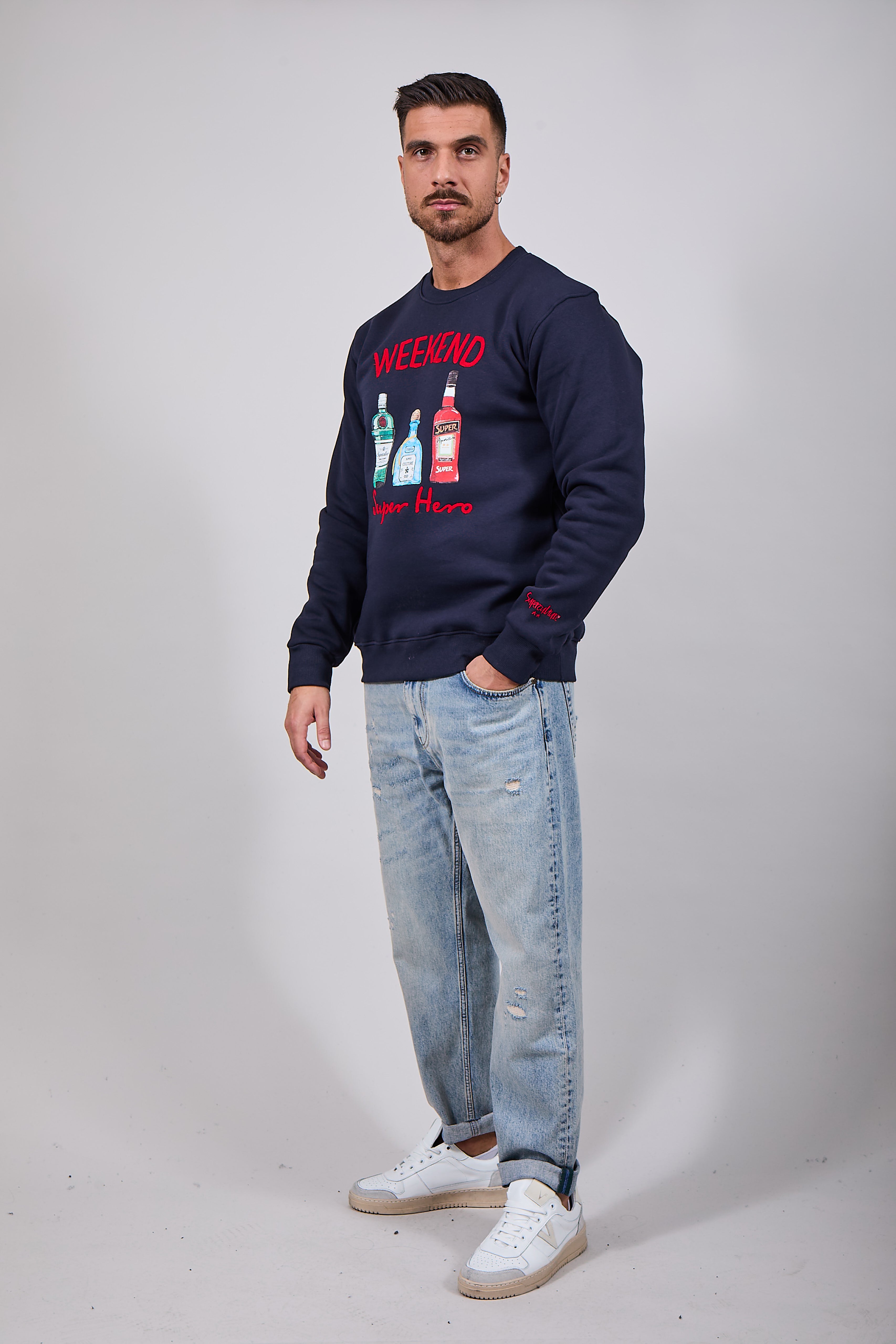 Felpa Superculture Girocollo Blu A1365 (12218732544340)