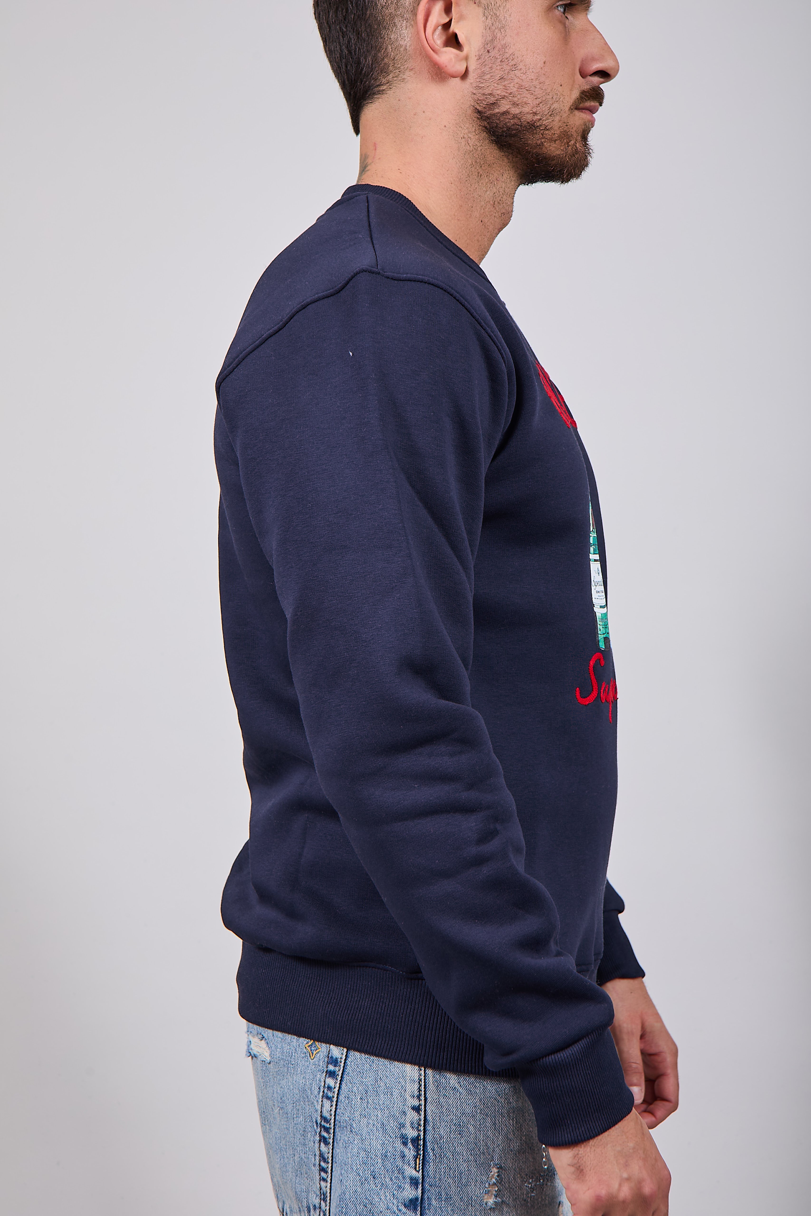 Felpa Superculture Girocollo Blu A1365 (12218732544340)