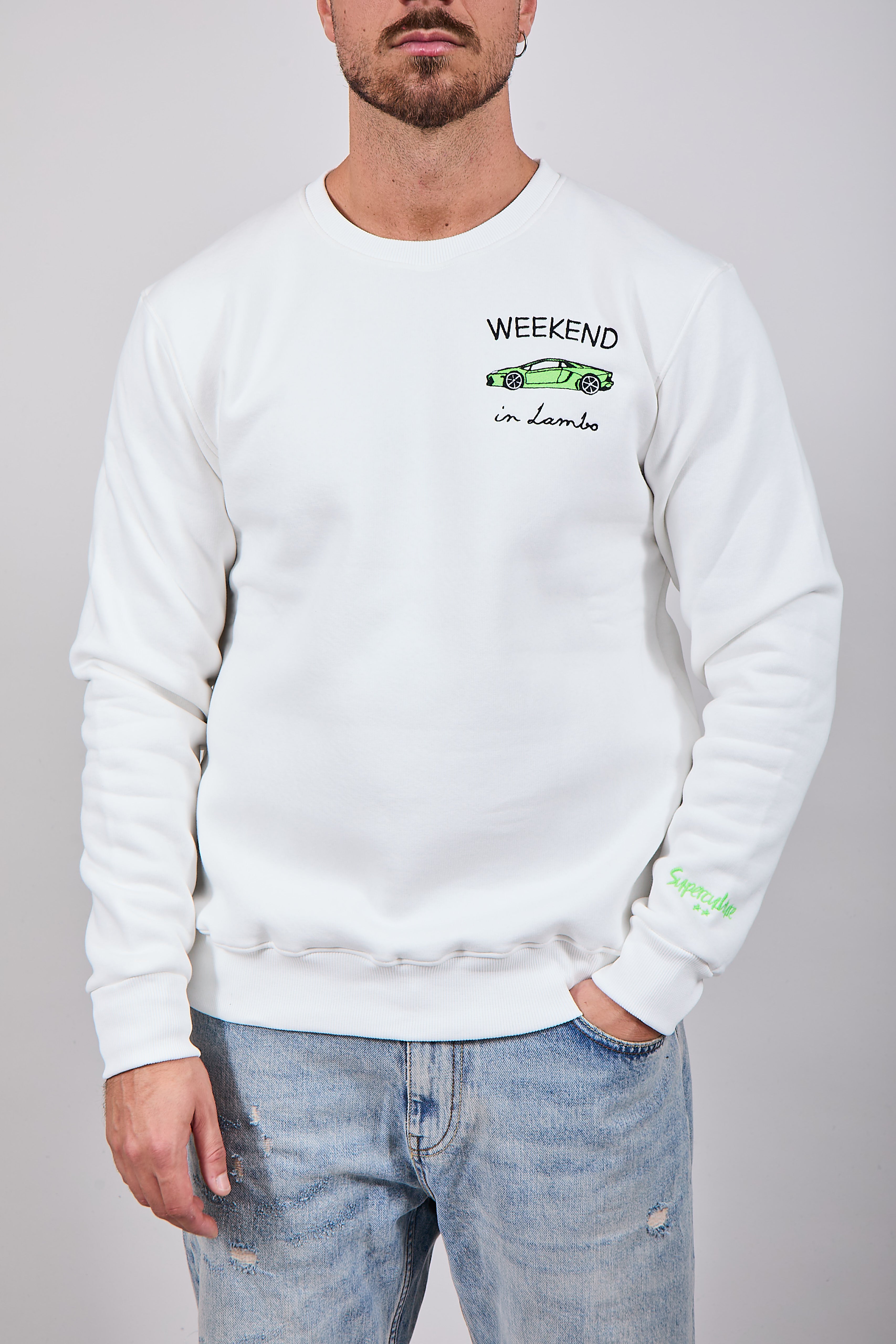 Felpa Superculture Girocollo Bianca A1349 (12218739720532)