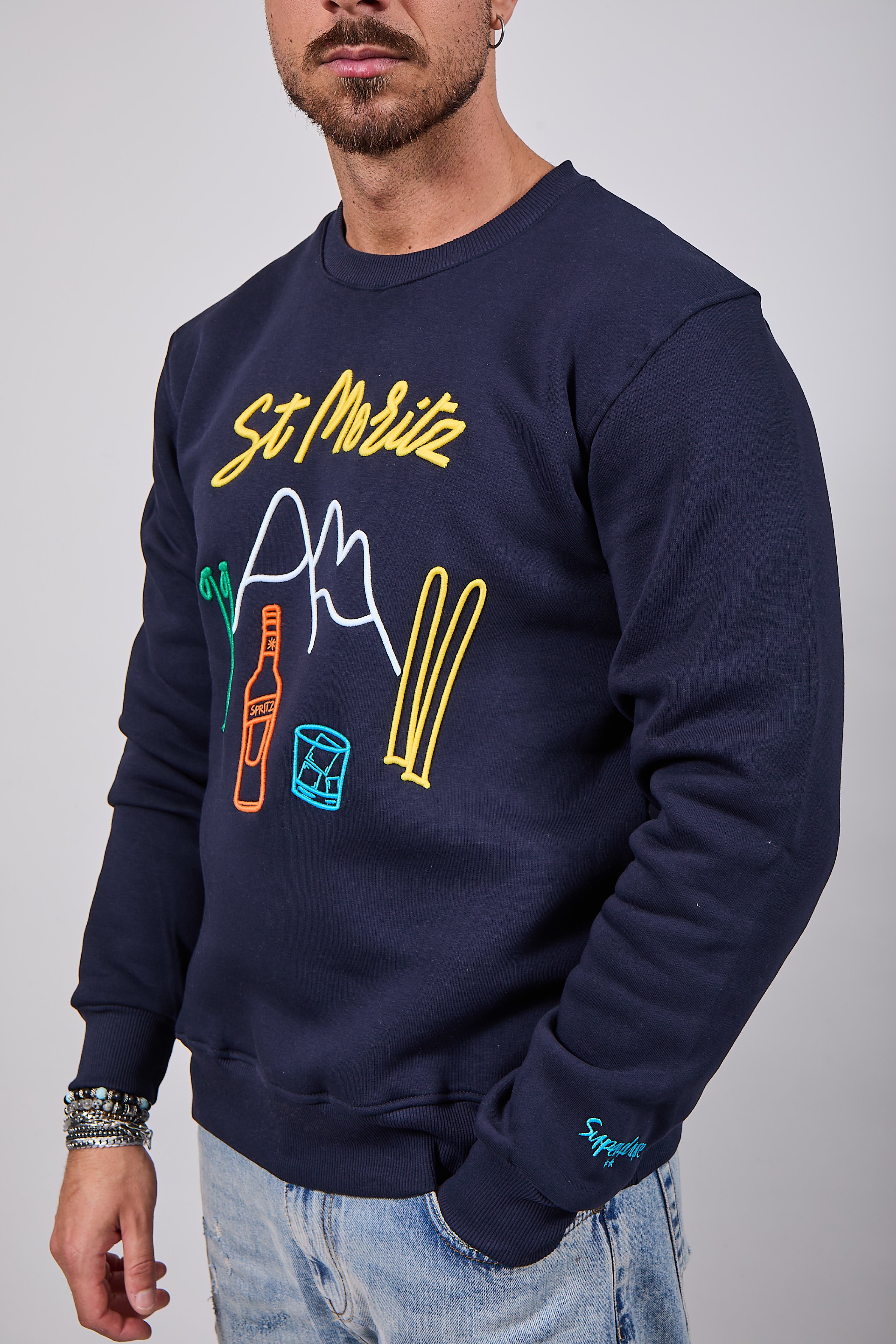 Felpa Superculture Girocollo Blu A1325 (12218736443732)