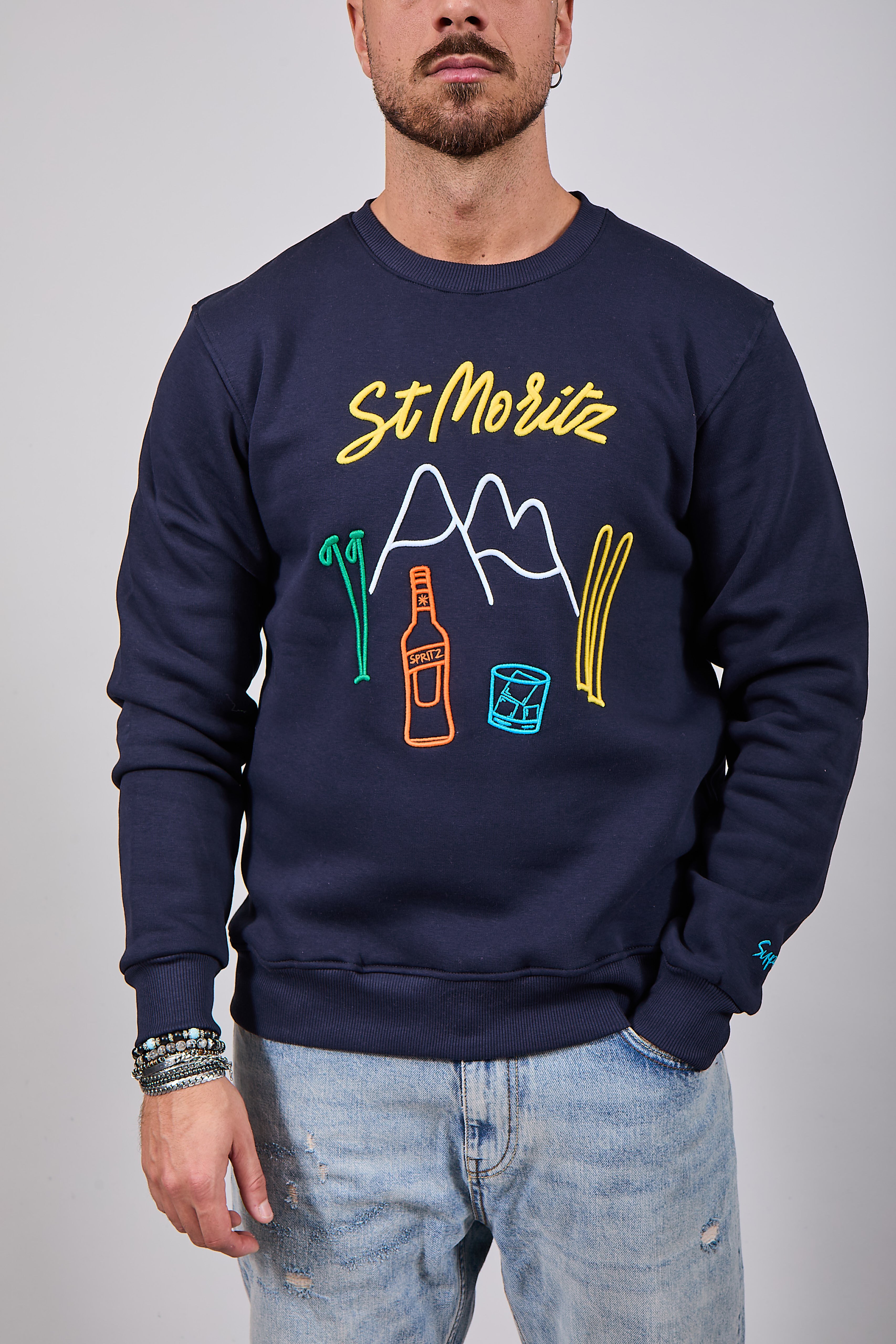 Felpa Superculture Girocollo Blu A1325 (12218736443732)