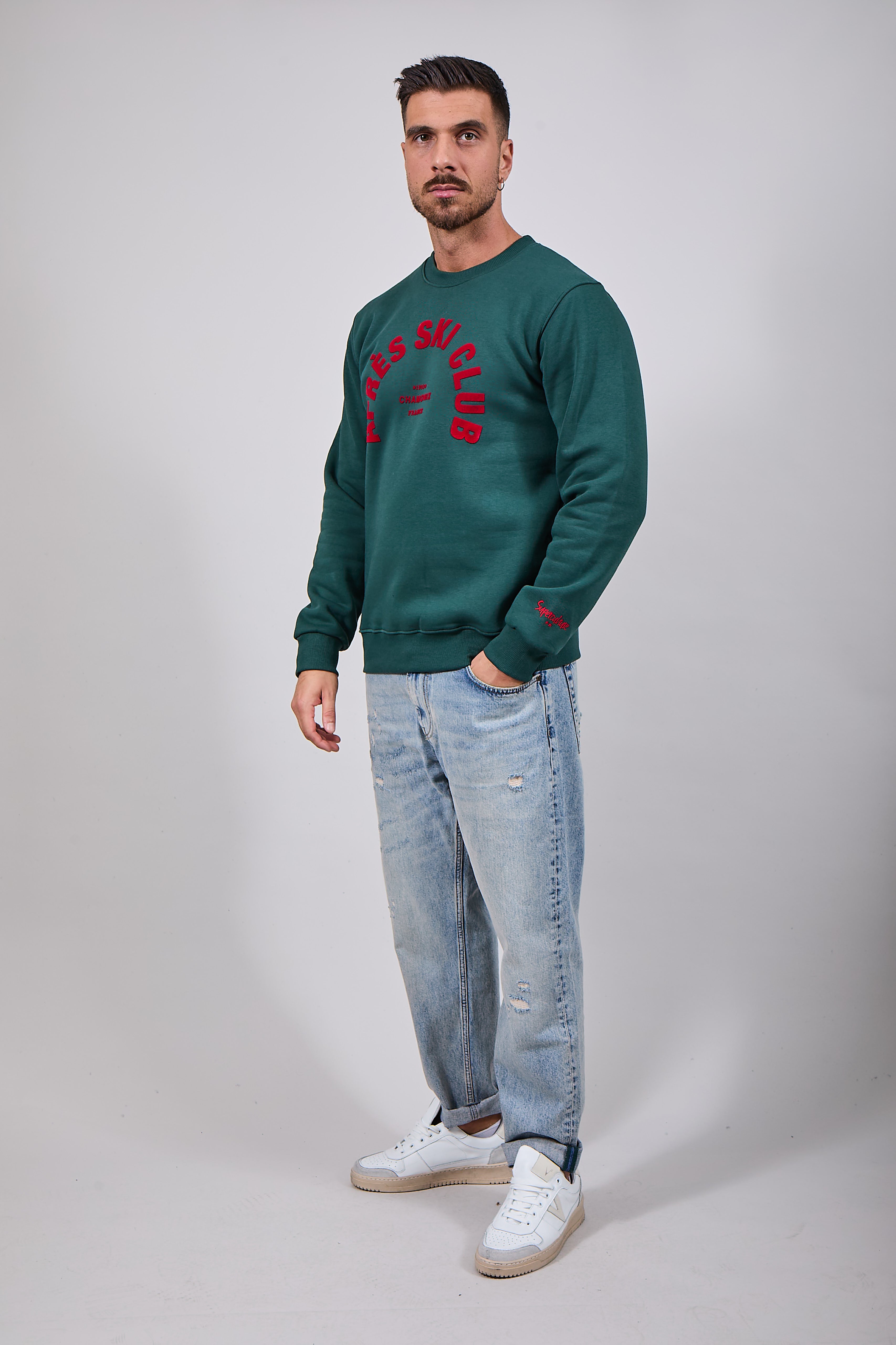 Felpa Superculture Girocollo Verde Bosco A1323 (12218727956820)