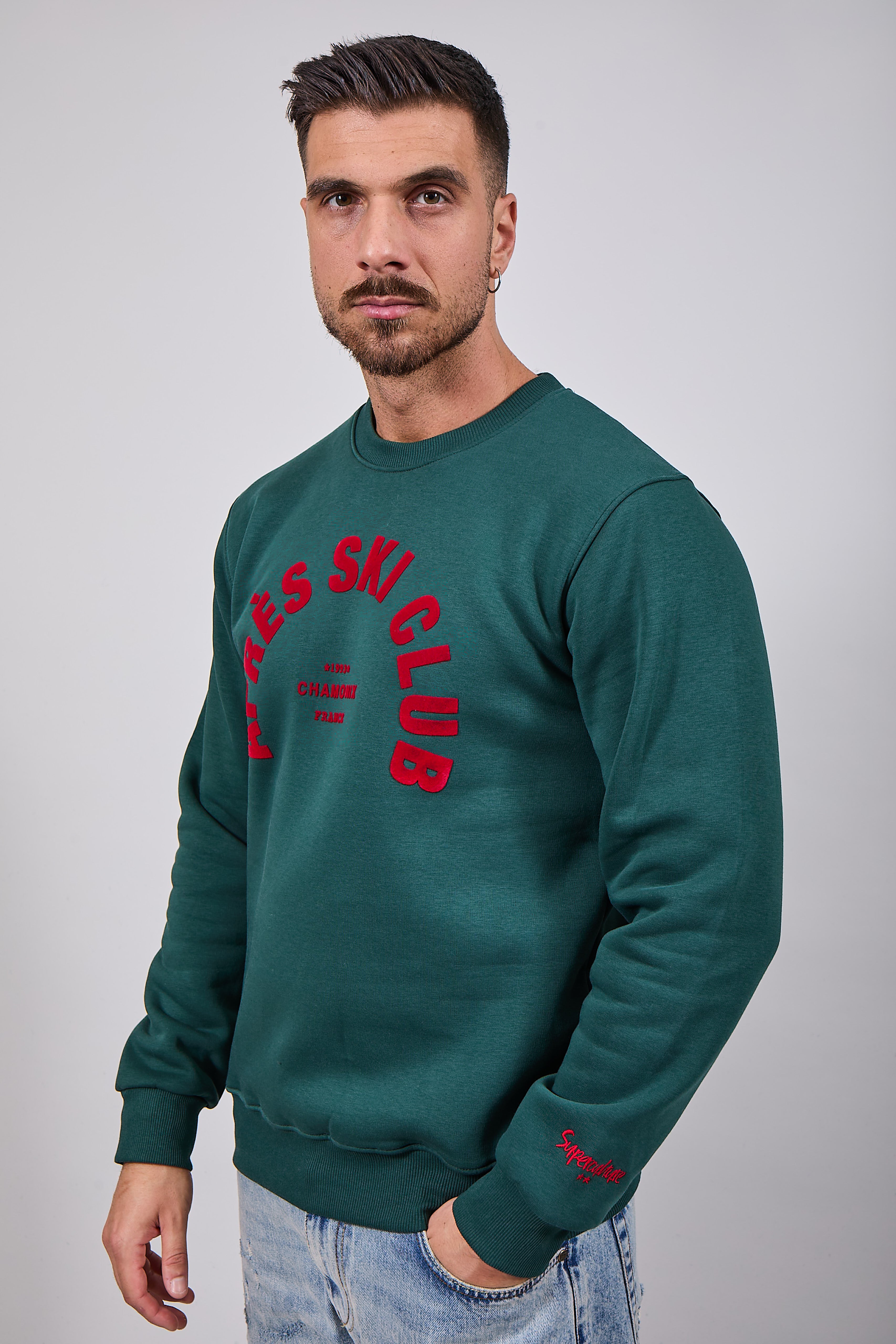 Felpa Superculture Girocollo Verde Bosco A1323 (12218727956820)