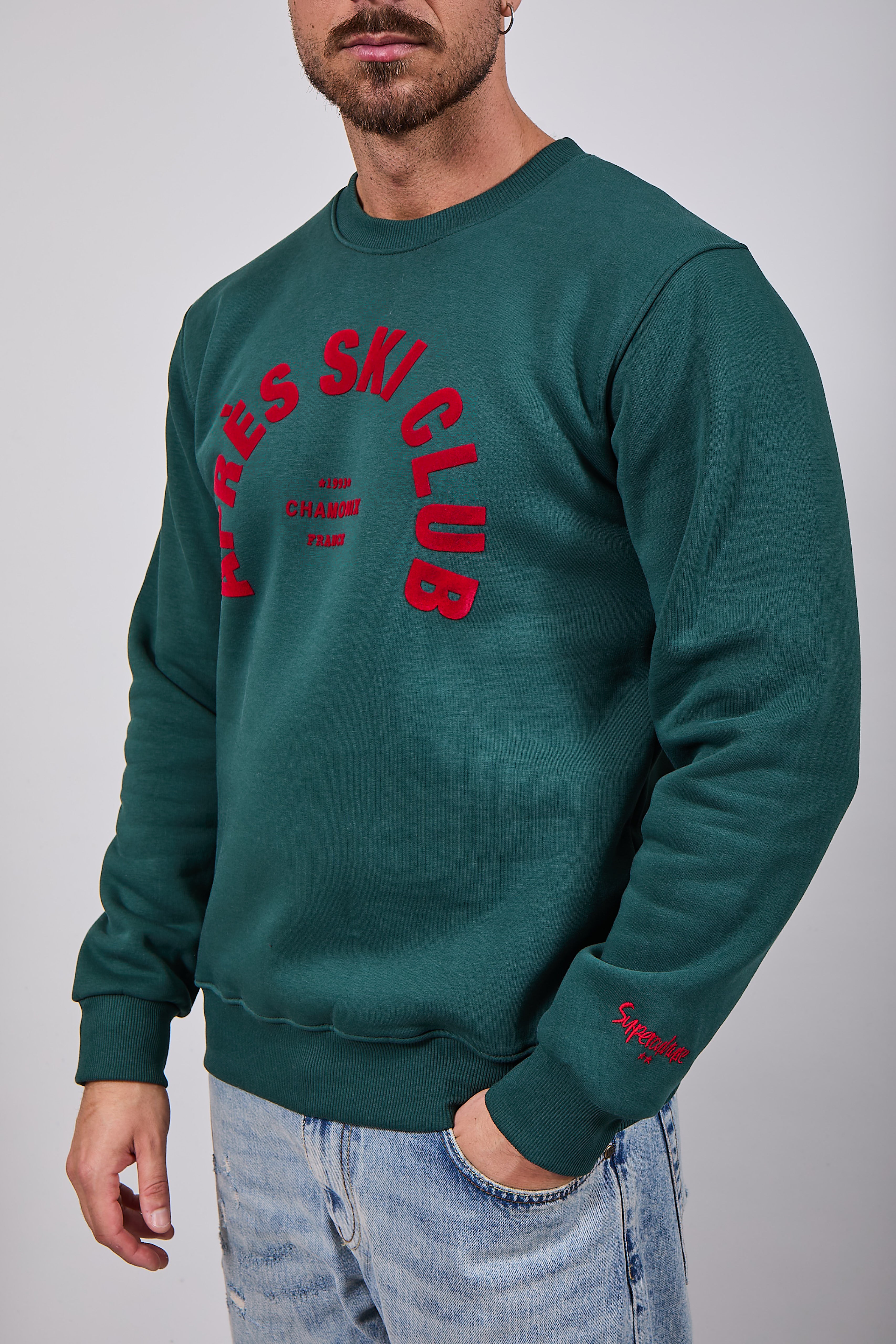 Felpa Superculture Girocollo Verde Bosco A1323 (12218727956820)