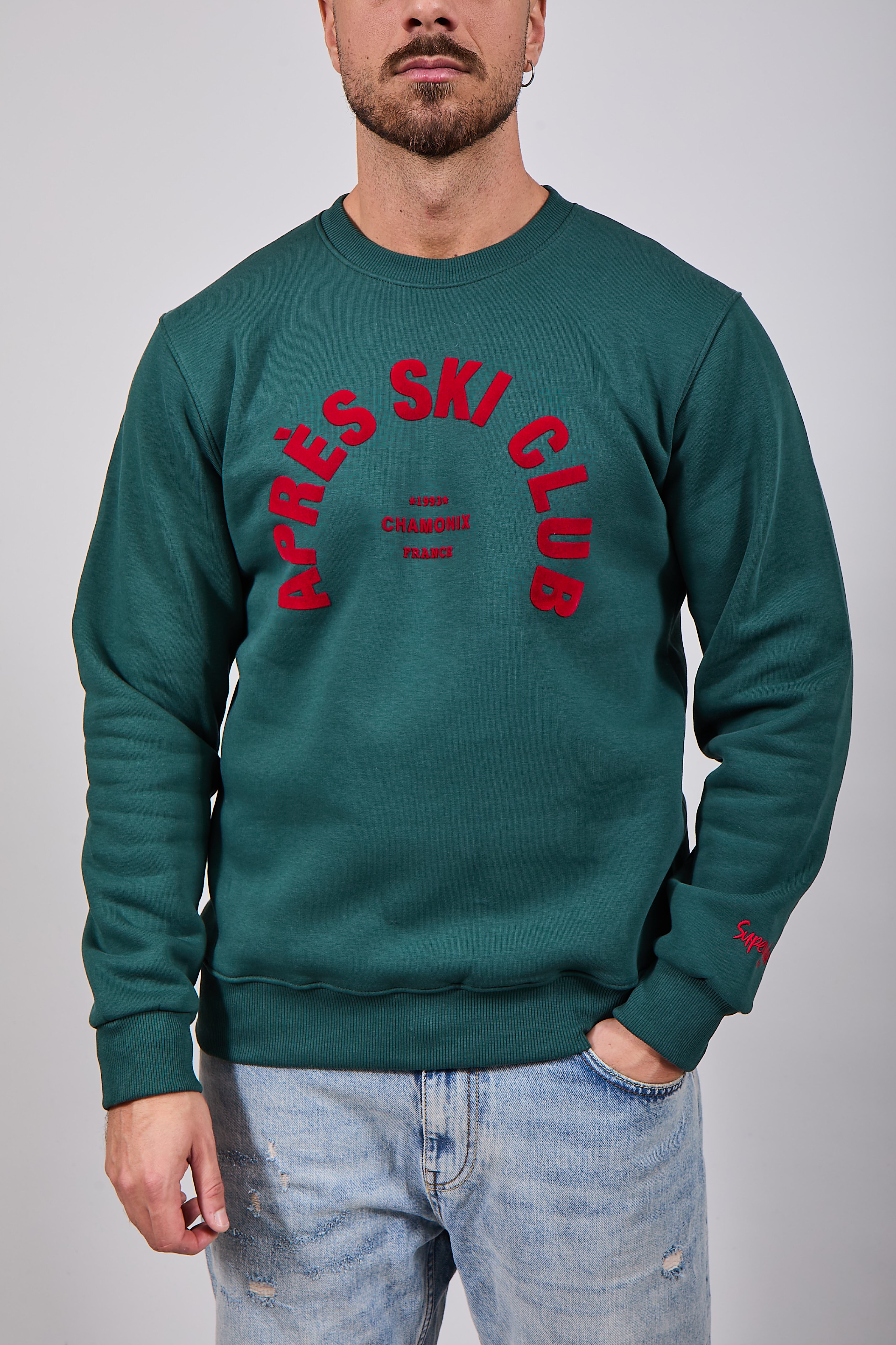 Felpa Superculture Girocollo Verde Bosco A1323 (12218727956820)