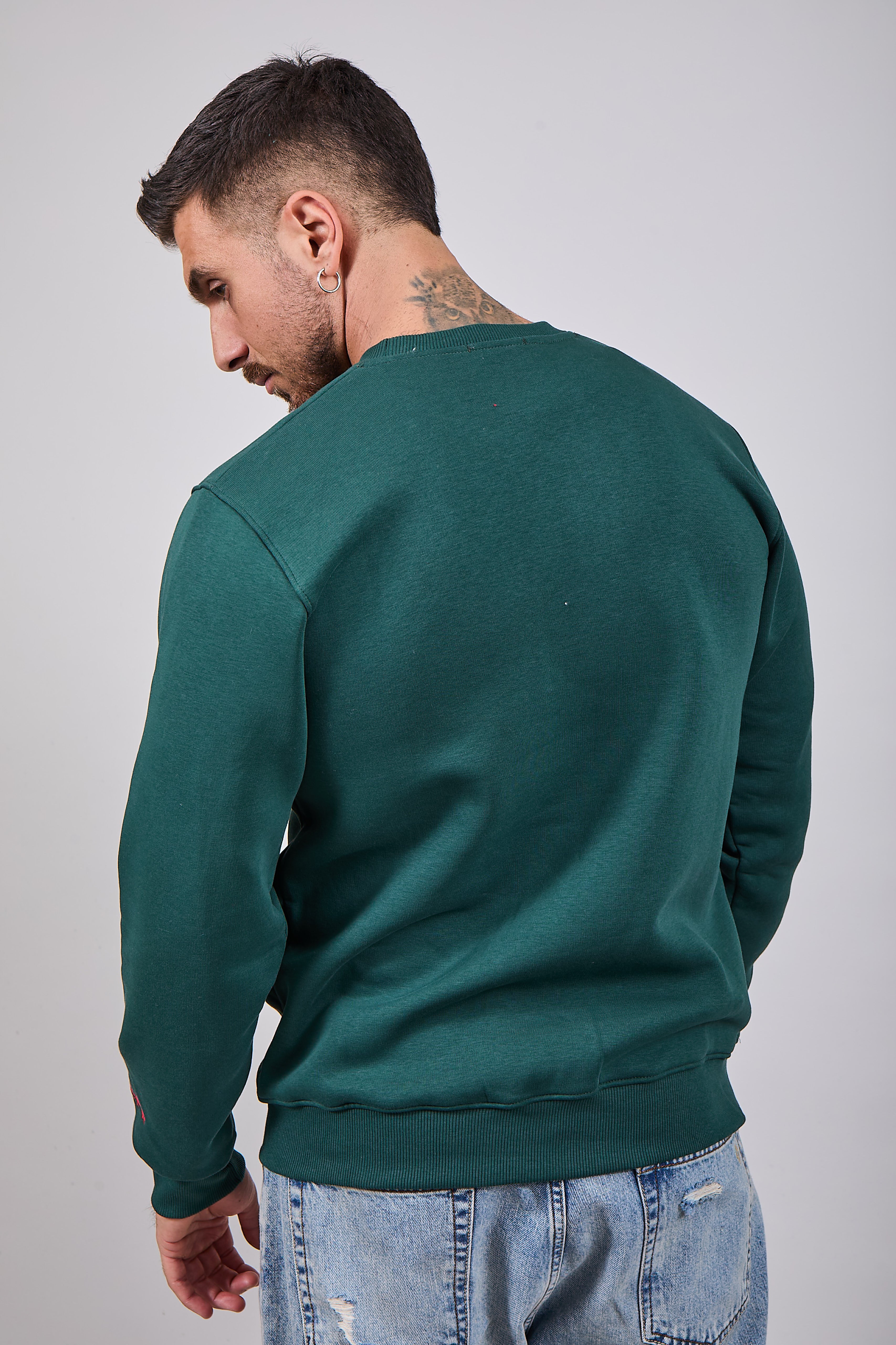 Felpa Superculture Girocollo Verde Bosco A1323 (12218727956820)