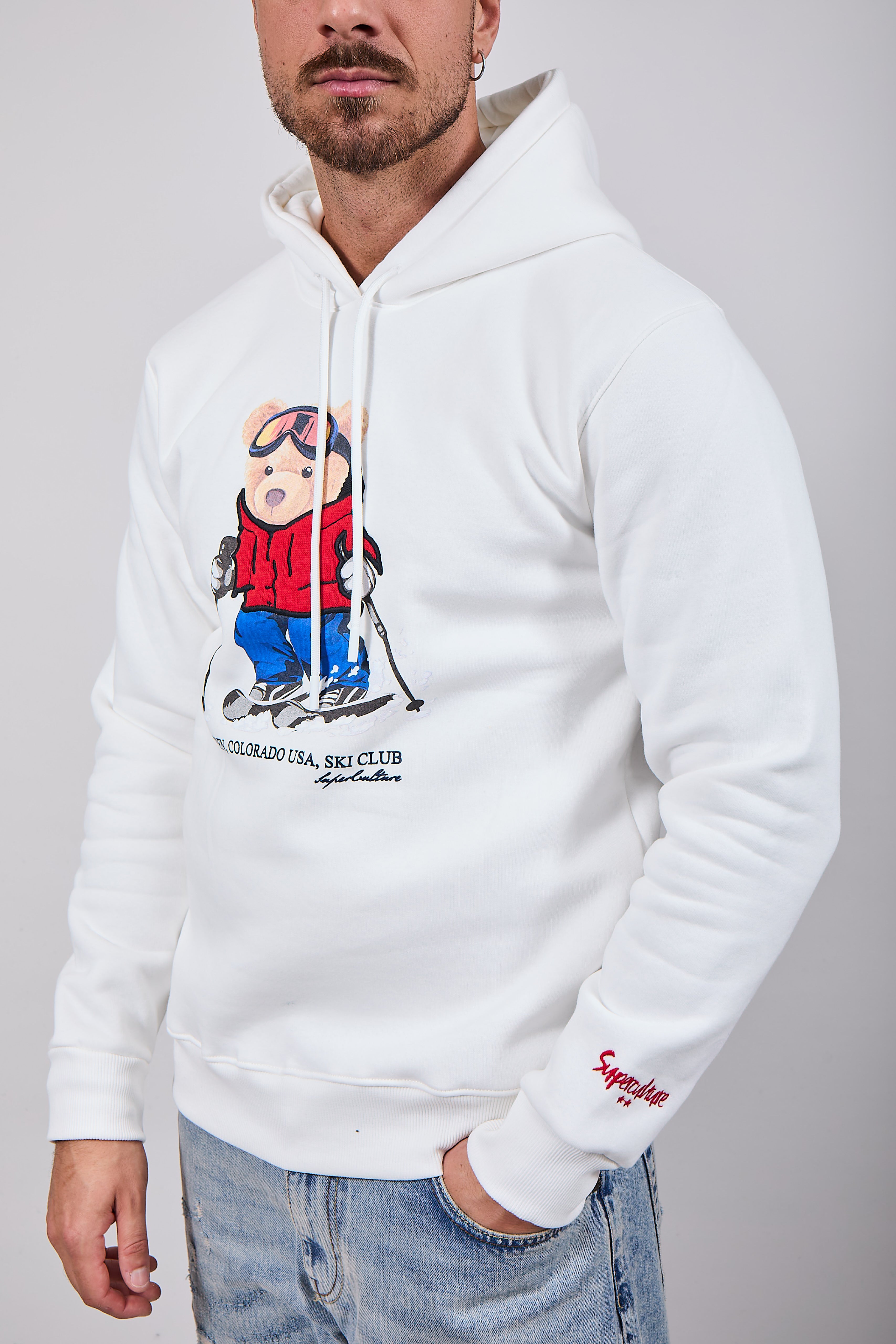 Felpa Superculture Cappuccio Bianca A1383 GT (12218712981844)