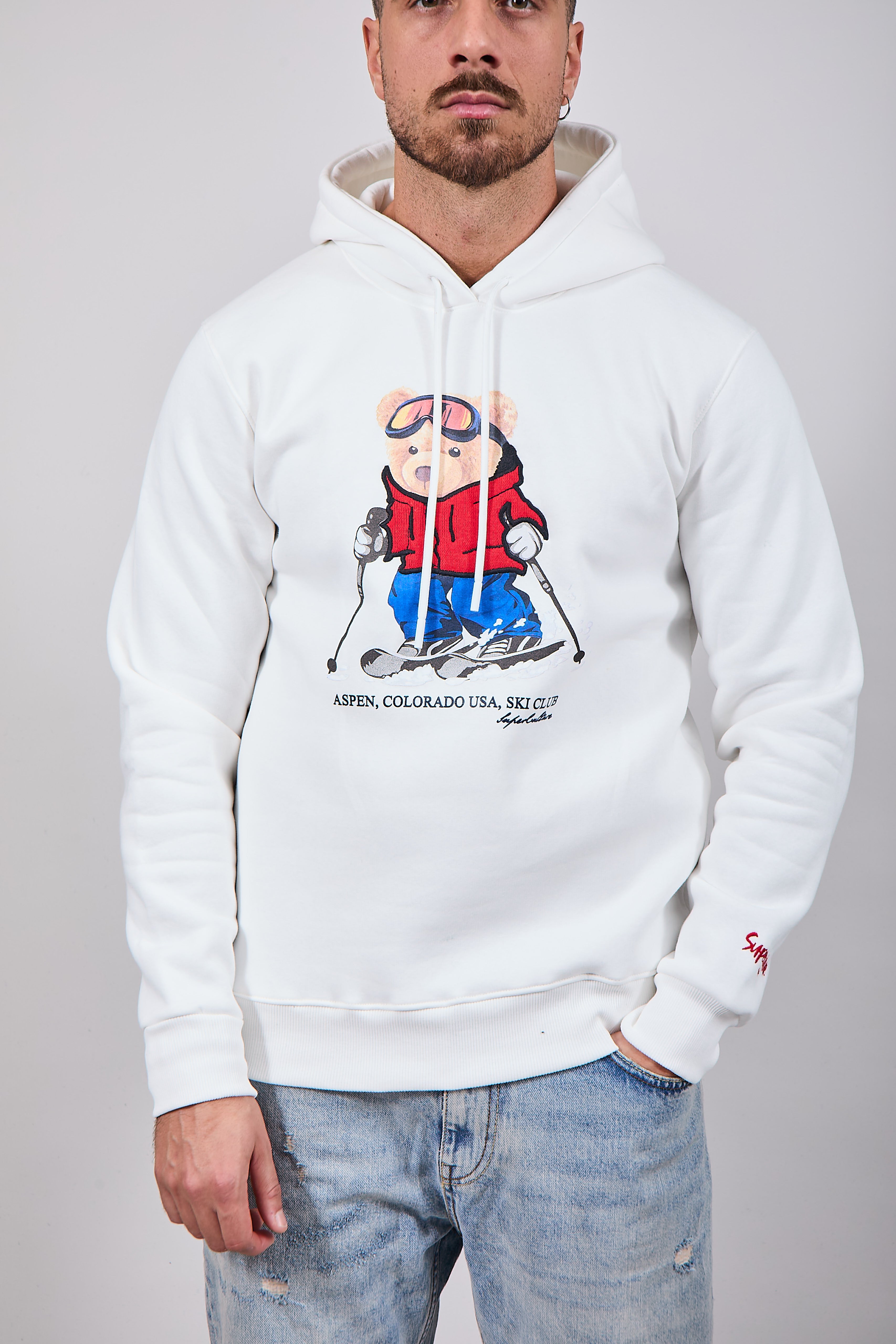 Felpa Superculture Cappuccio Bianca A1383 GT (12218712981844)