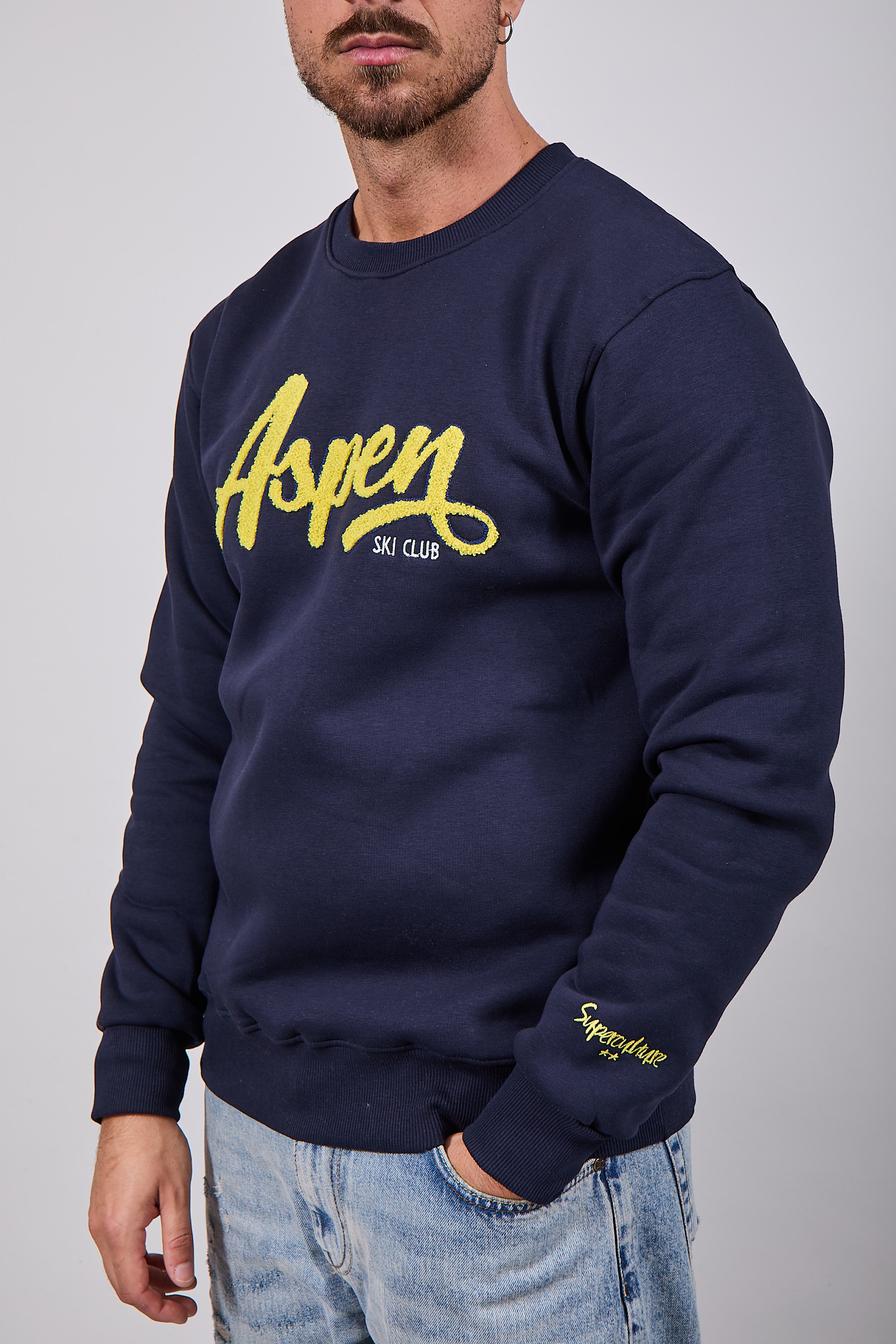 Felpa Superculture Girocollo Blu A1331 (12218688045396)