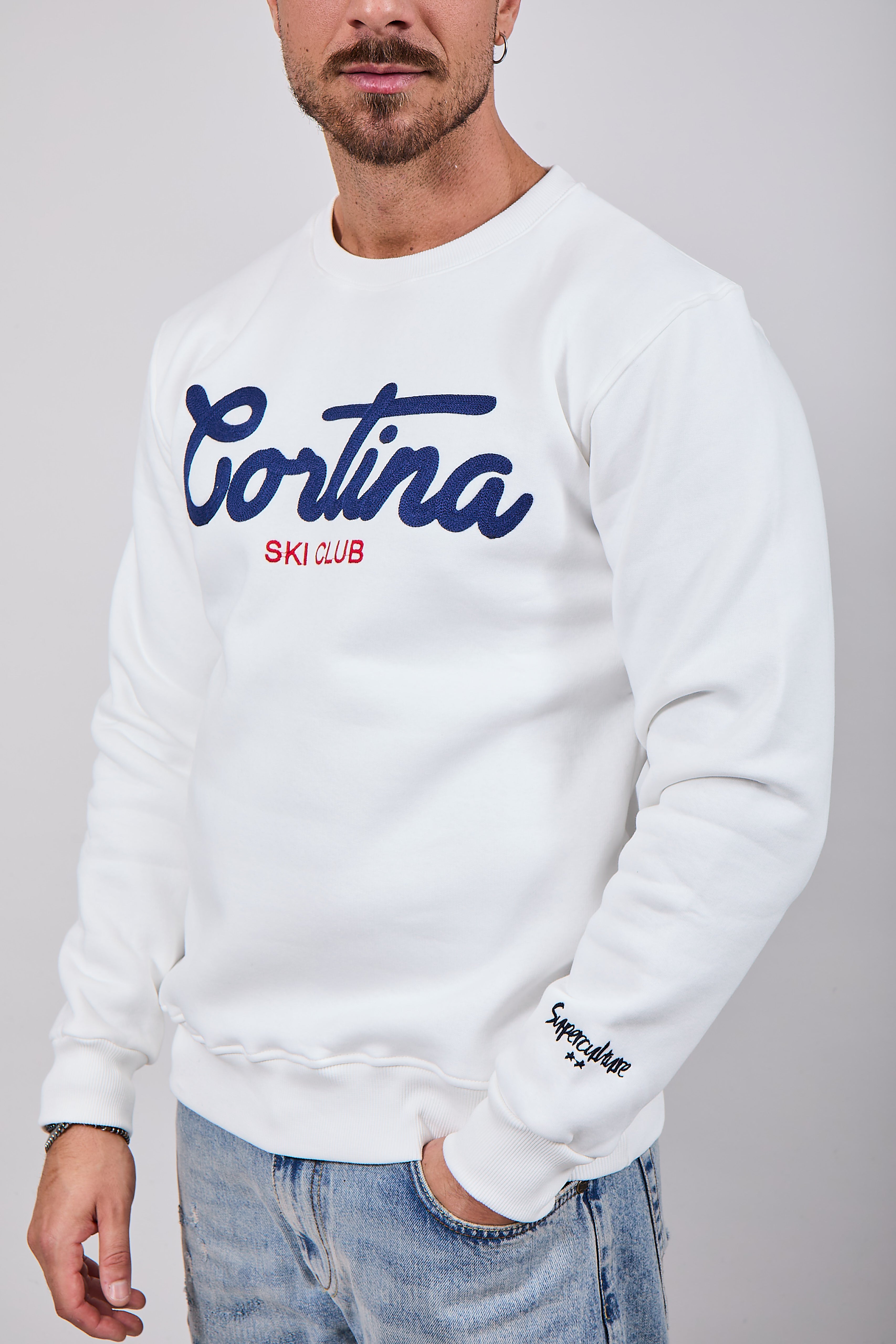 Felpa Superculture Girocollo Bianca A1321 (12218703839572)