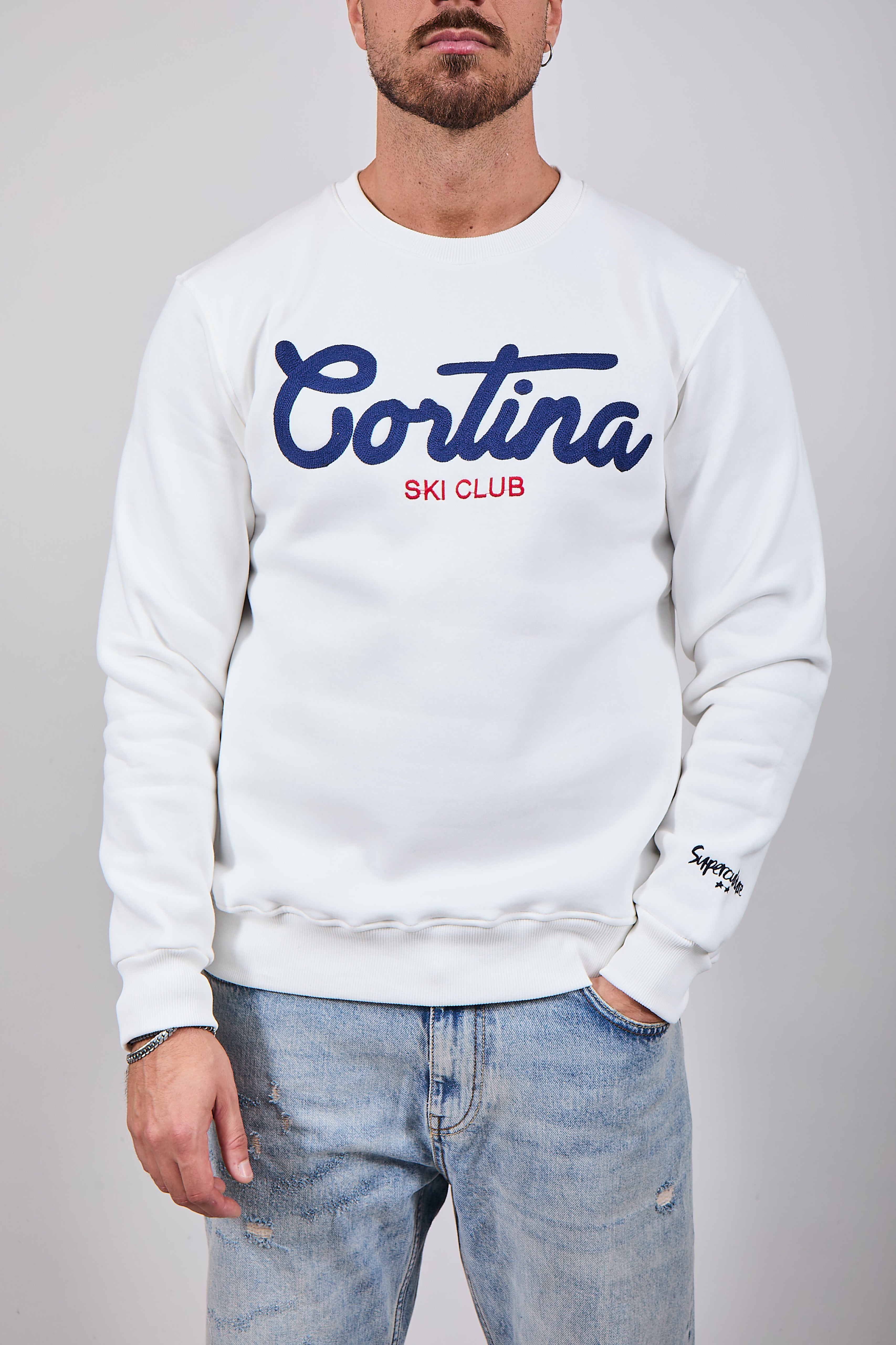 Felpa Superculture Girocollo Bianca A1321 (12218703839572)