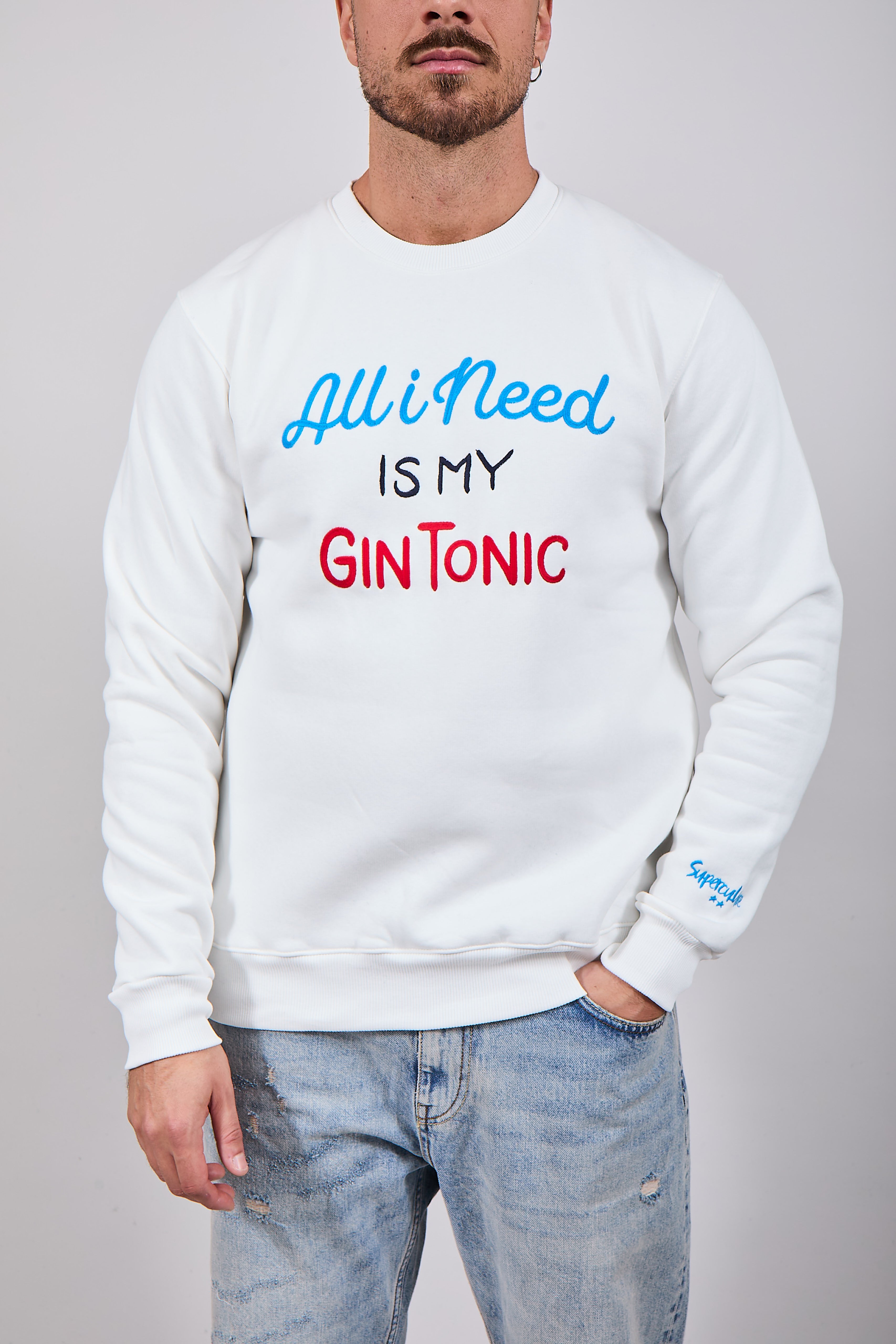 Felpa Superculture Girocollo Bianca A1357 (12218668515668)