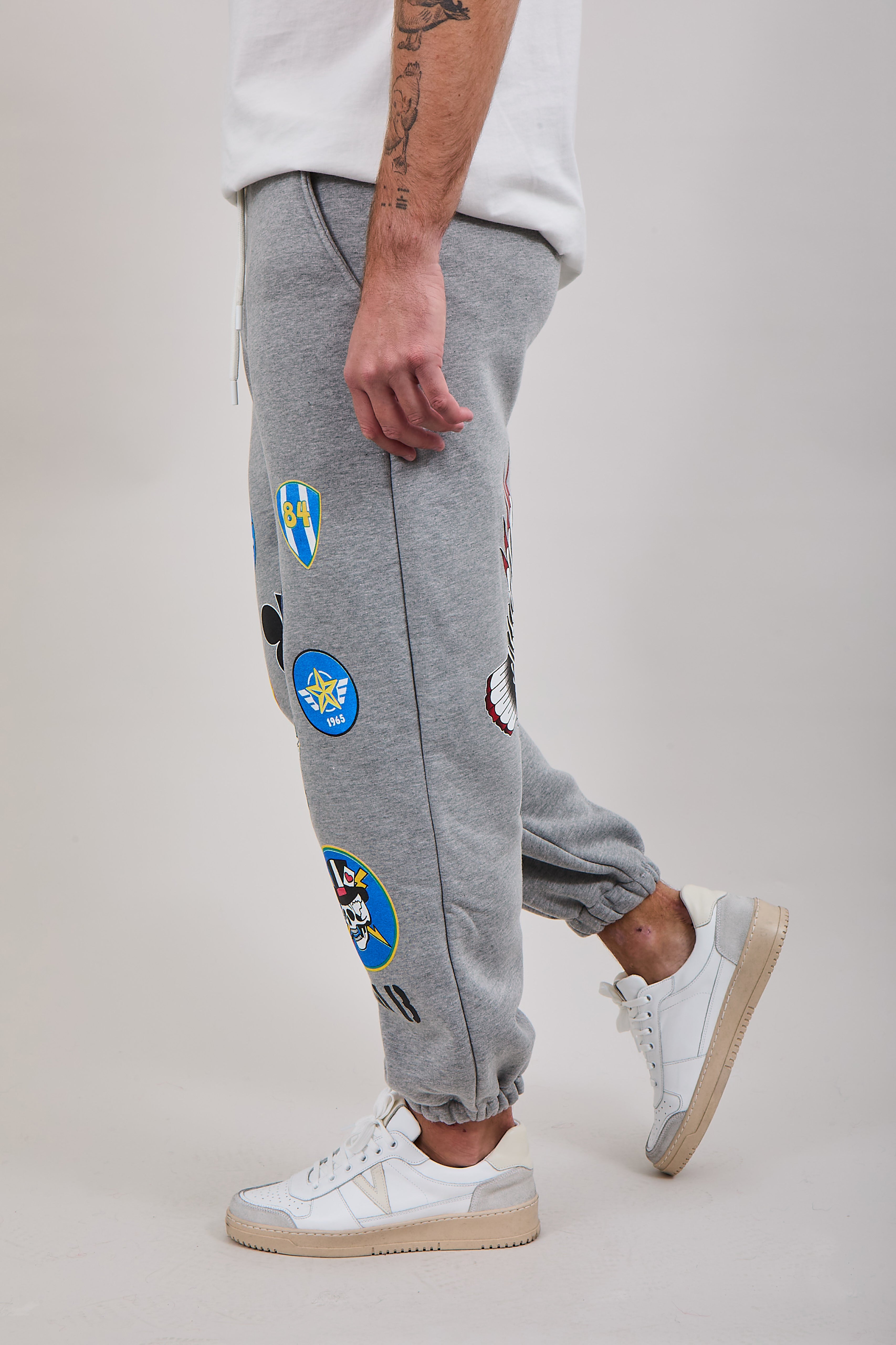 Pantalone Berna Felpa Stampe Grigio Melange (12275135840596)
