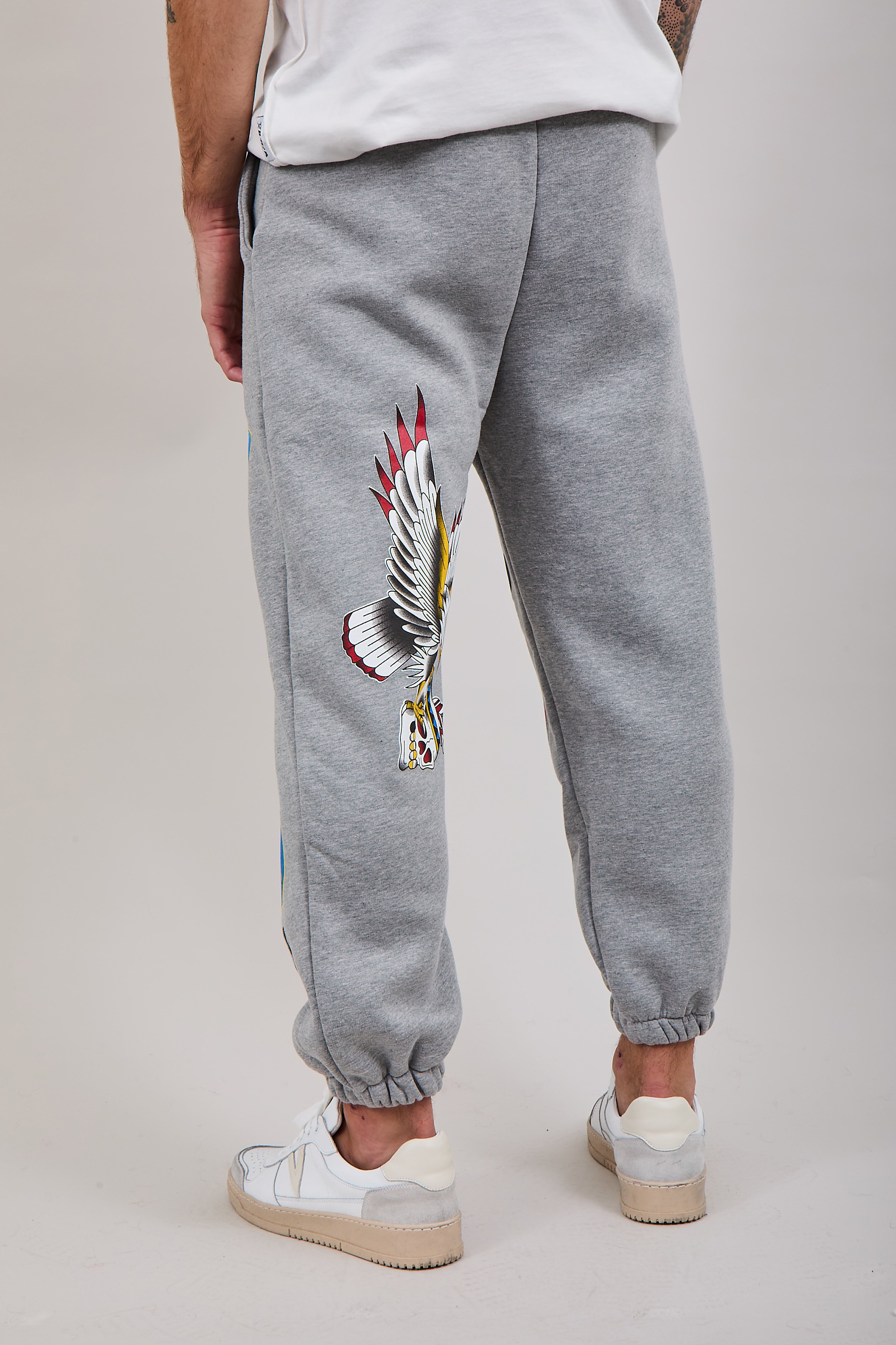 Pantalone Berna Felpa Stampe Grigio Melange (12275135840596)