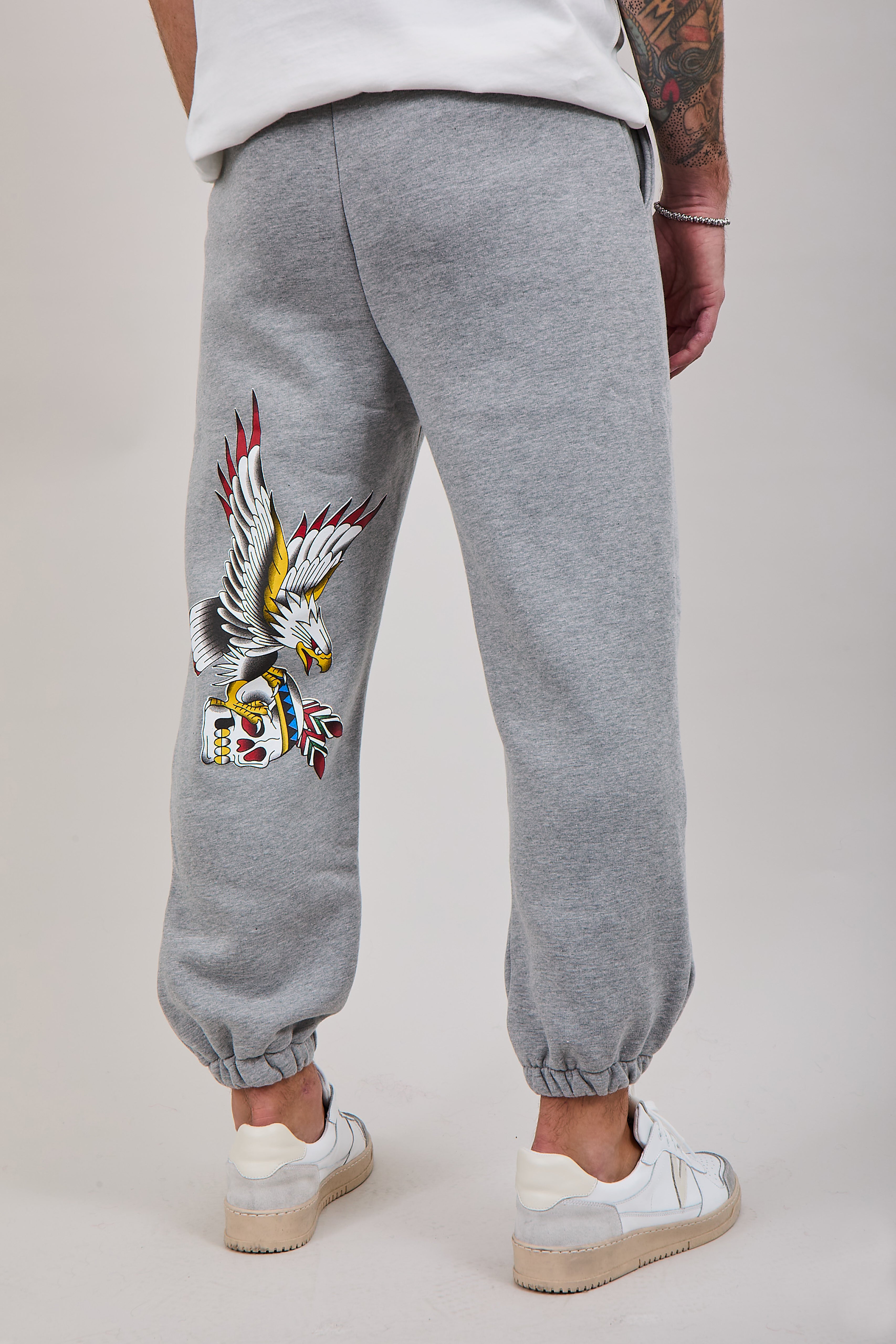 Pantalone Berna Felpa Stampe Grigio Melange (12275135840596)