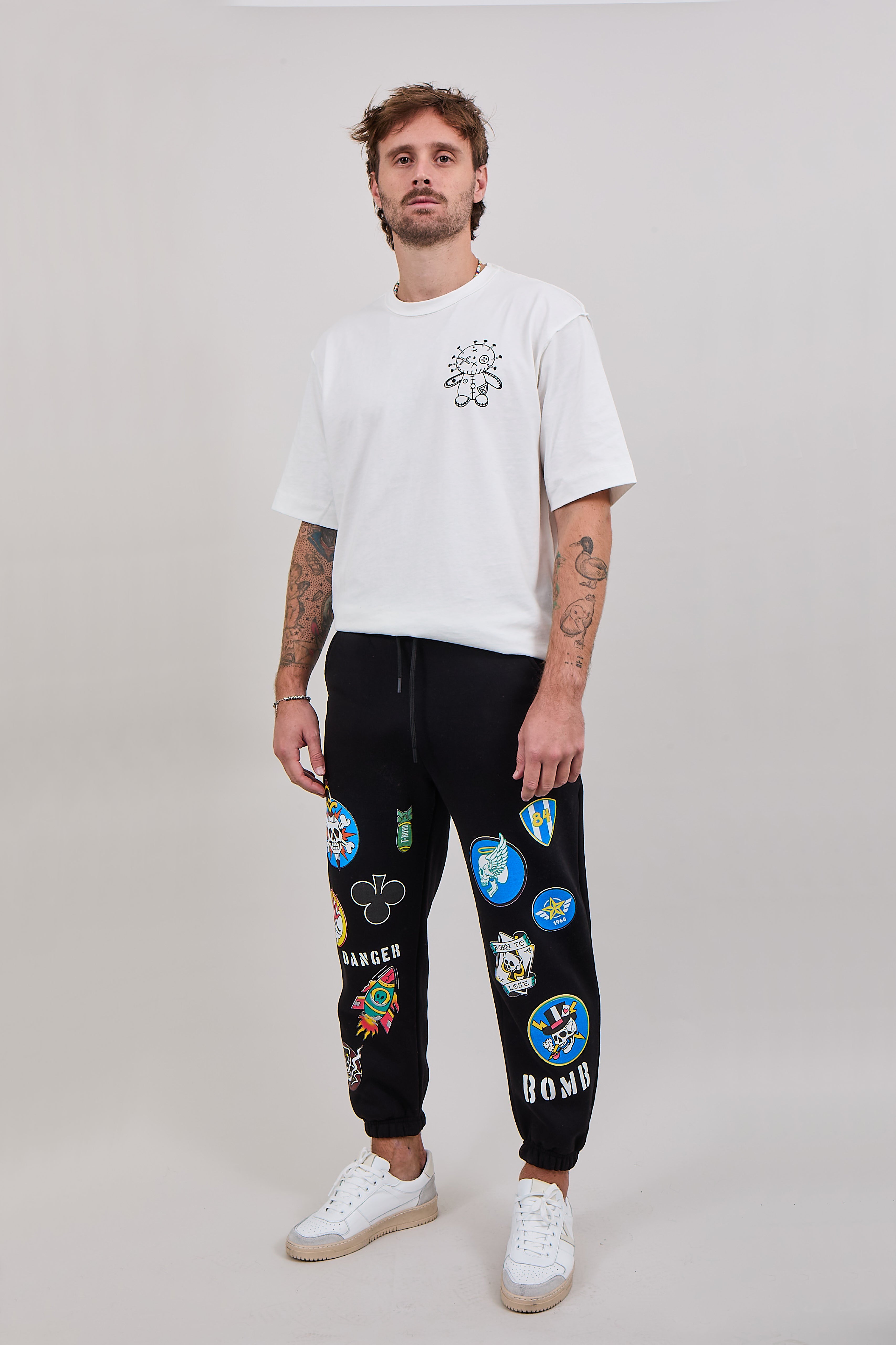 Pantalone Berna Felpa Stampe Nero (12300277154132)