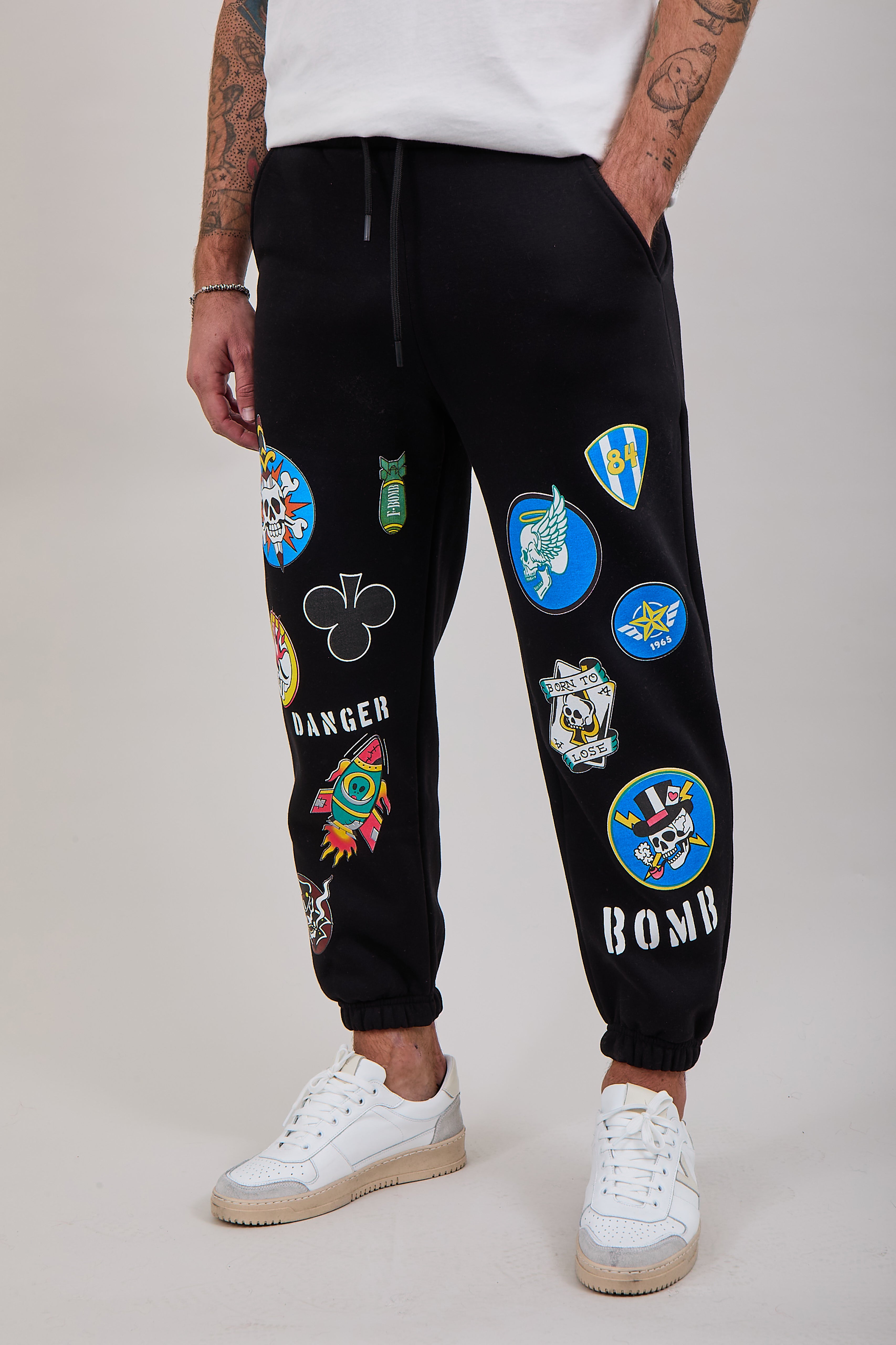 Pantalone Berna Felpa Stampe Nero (12300277154132)
