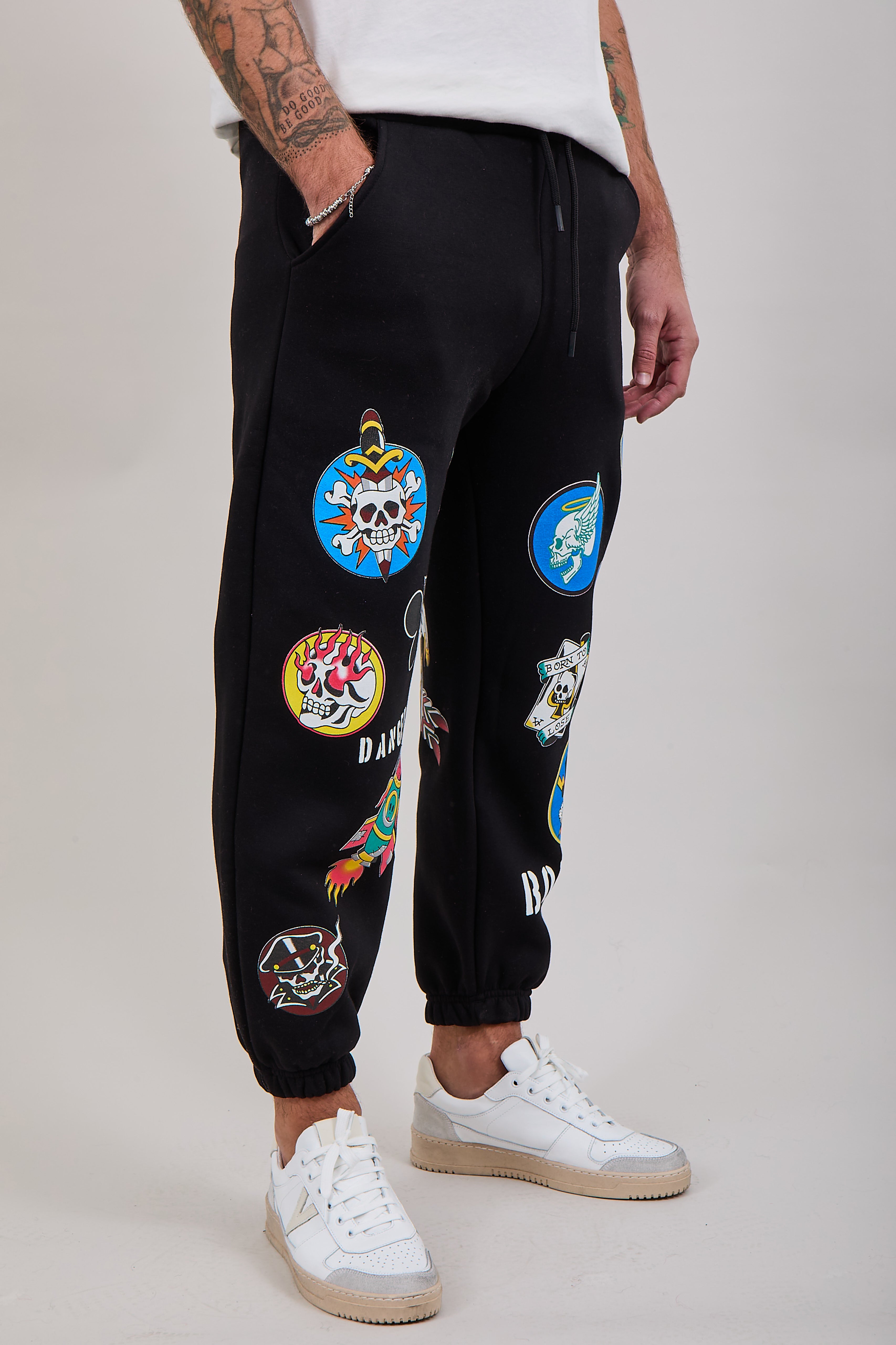 Pantalone Berna Felpa Stampe Nero (12300277154132)