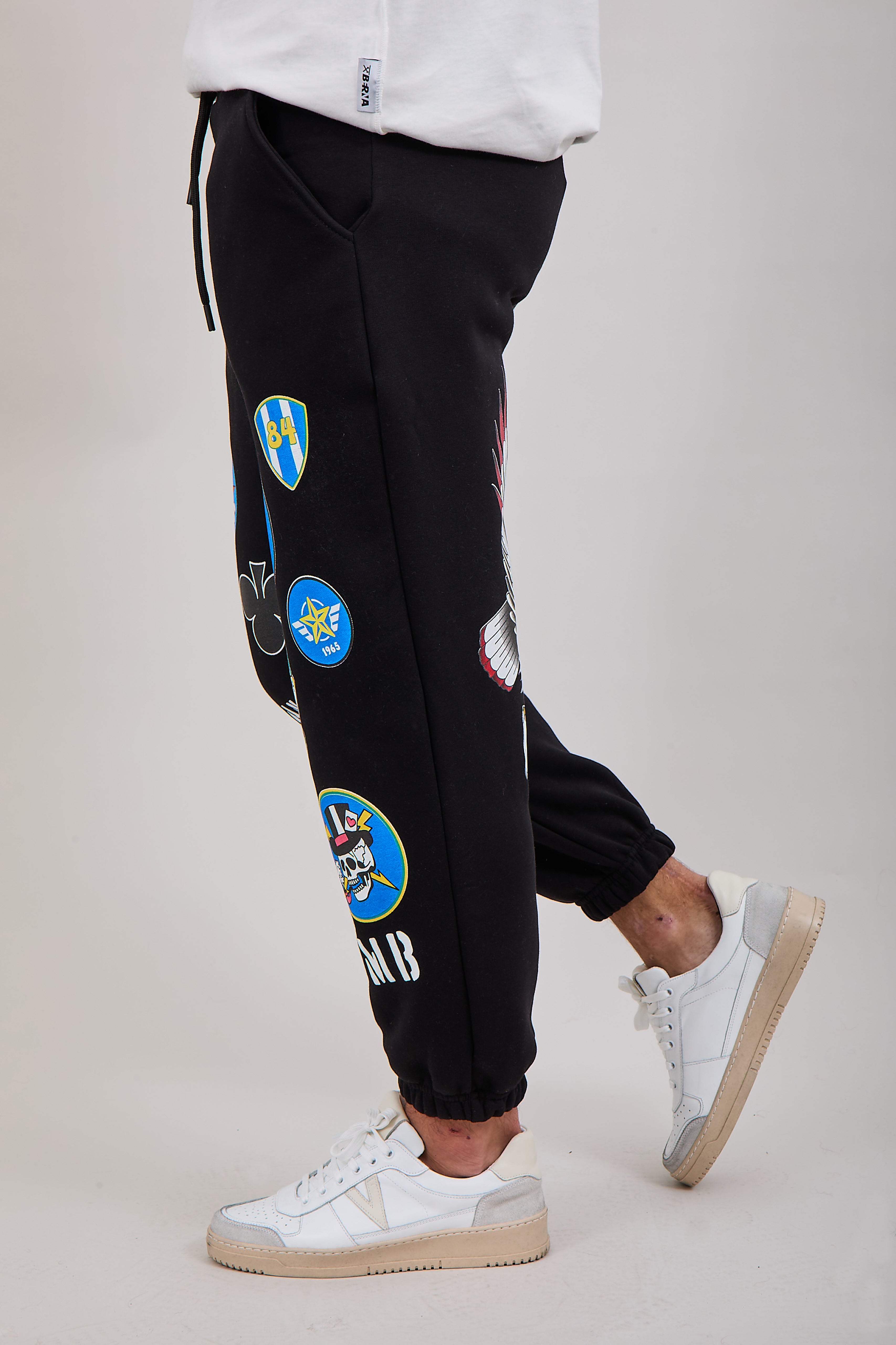 Pantalone Berna Felpa Stampe Nero (12300277154132)