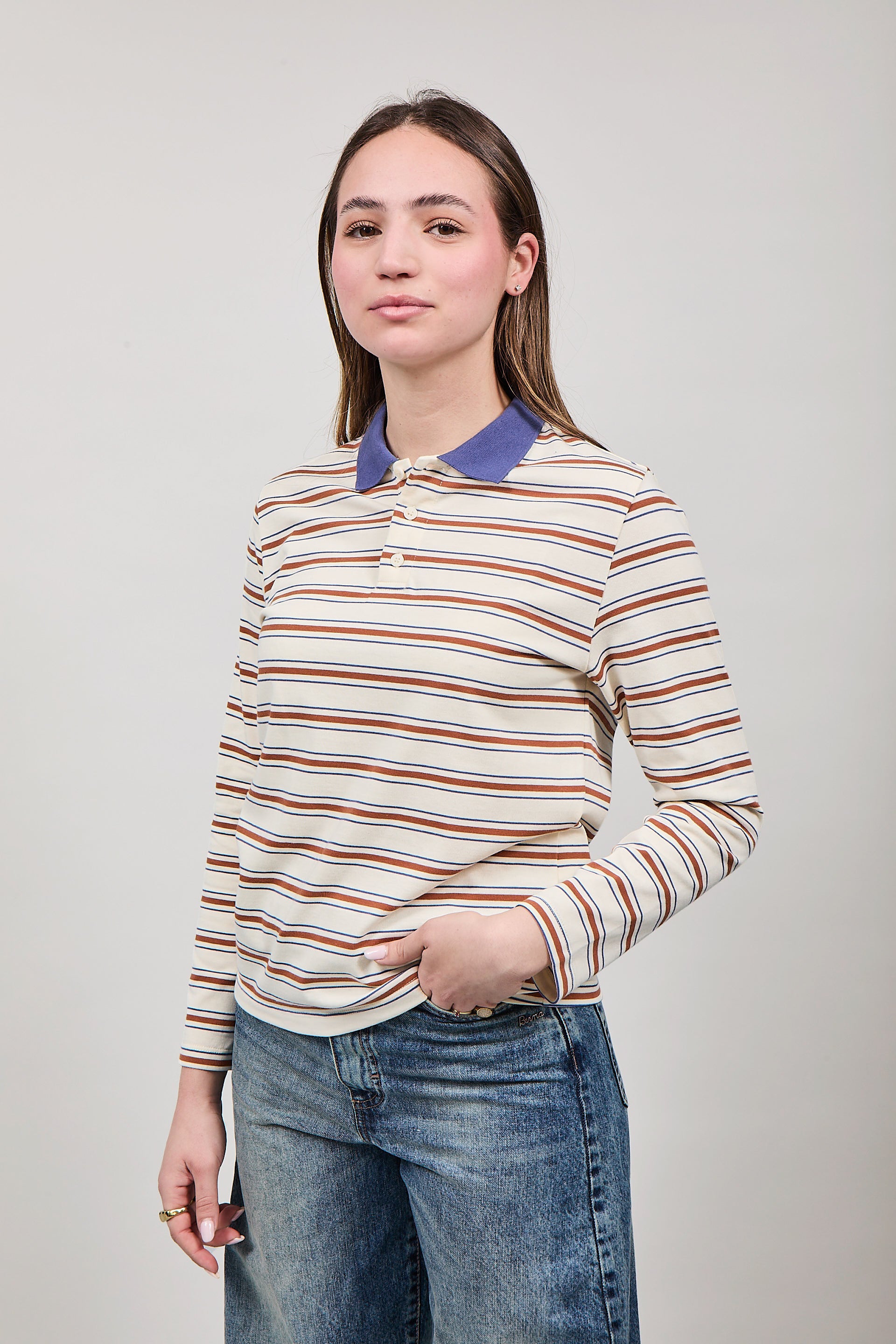 Polo Lumina Rigata Crema