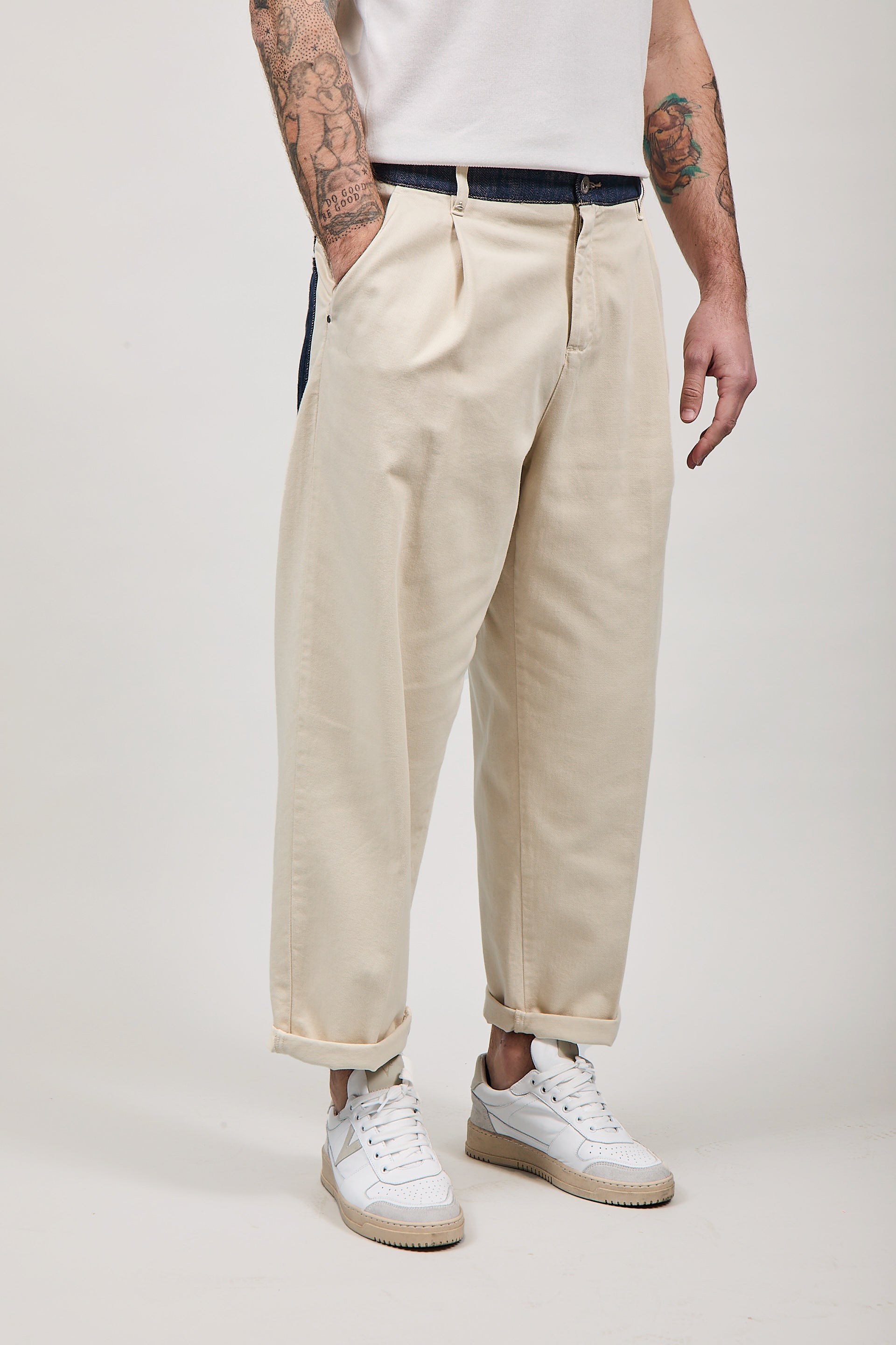 Pantalone cinta denim Berna Panna