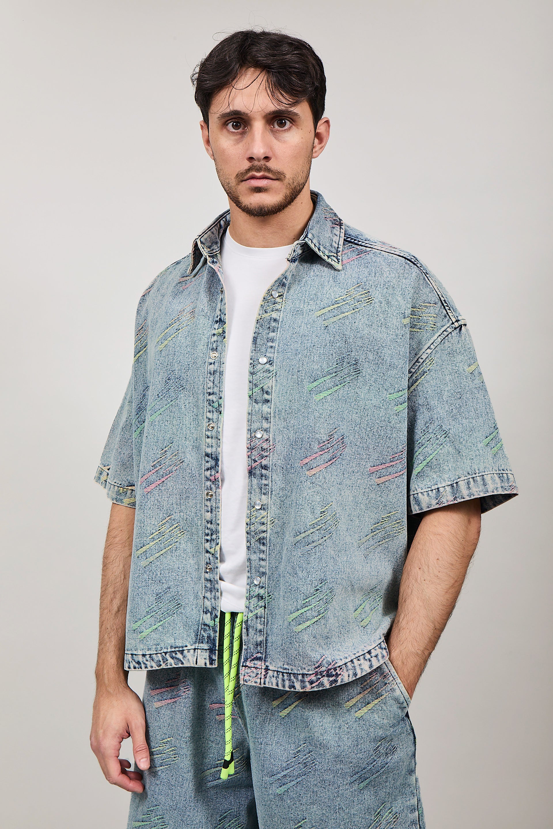 Camicia Berna denim dettagli fluo
