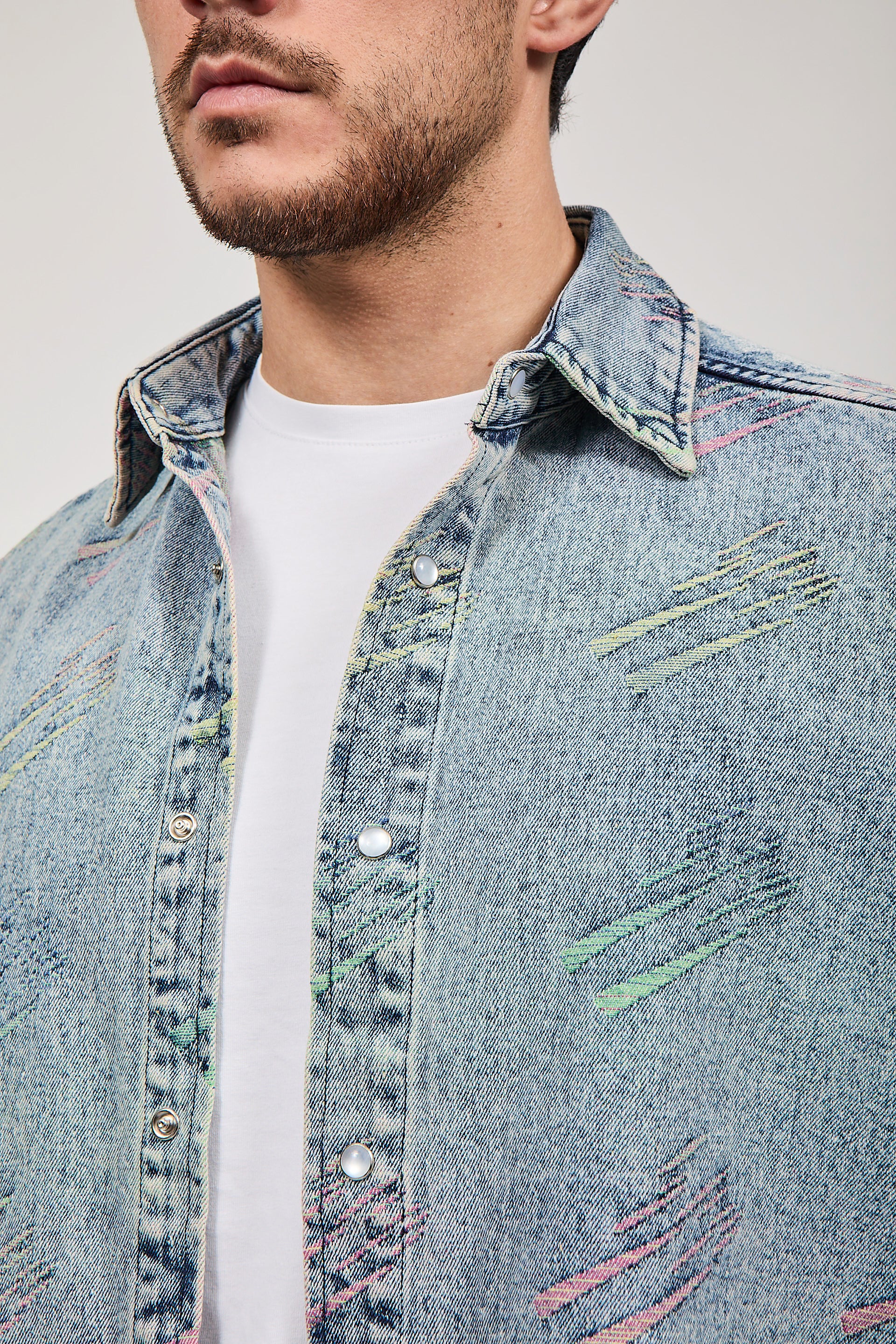 Camicia Berna denim dettagli fluo