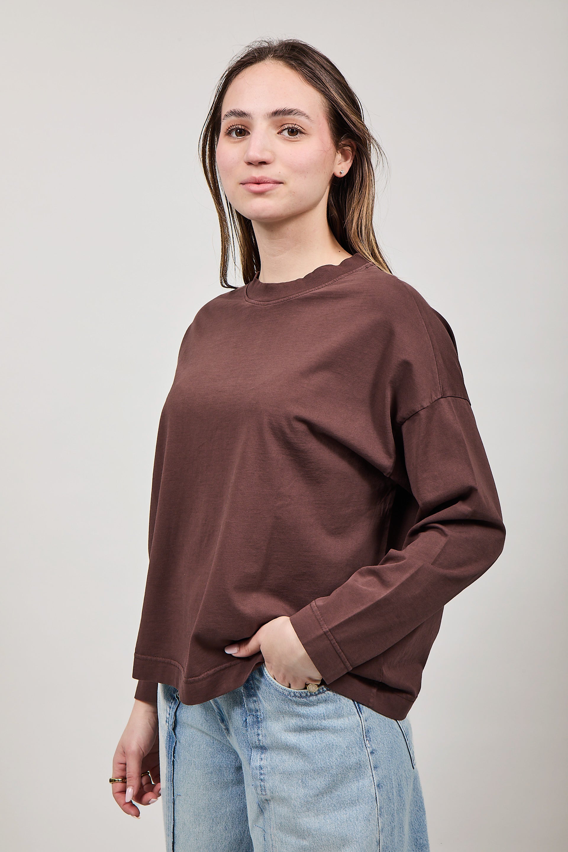 T-shirt Haveone Manica Lunga Cioccolato