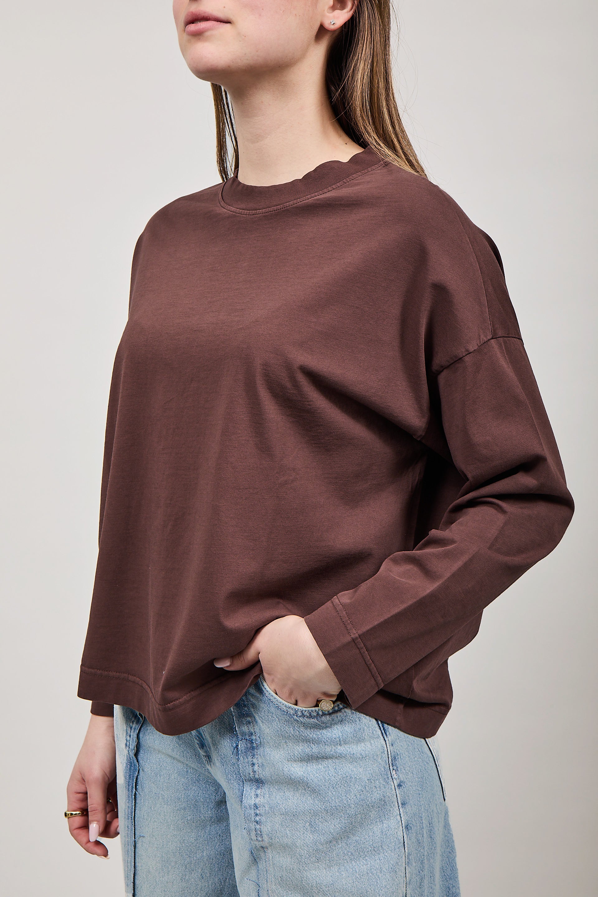 T-shirt Haveone Manica Lunga Cioccolato