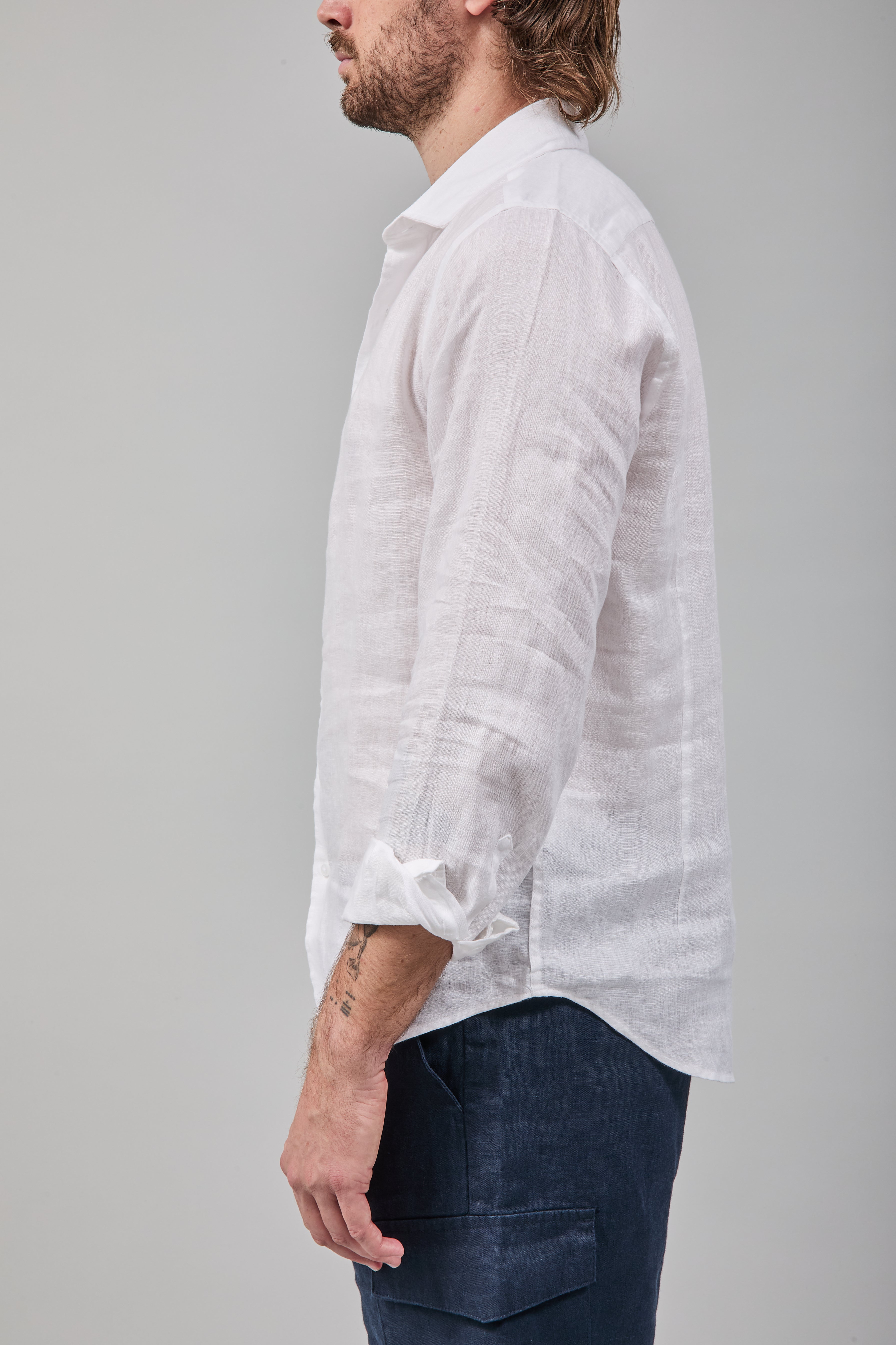 Camicia Berna Lino Bianca 448