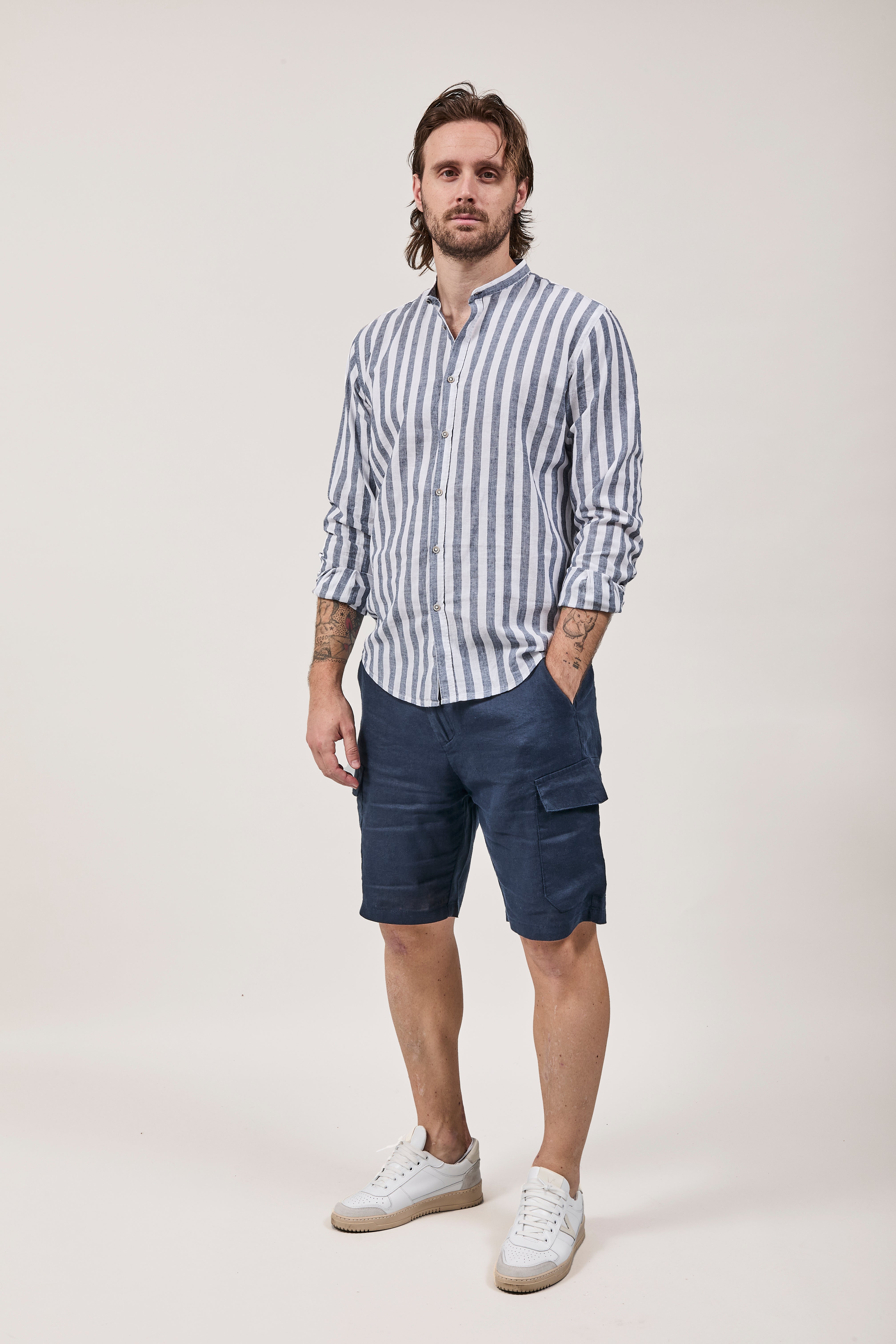 Camicia Block Eleven Lincot riga larga Navy