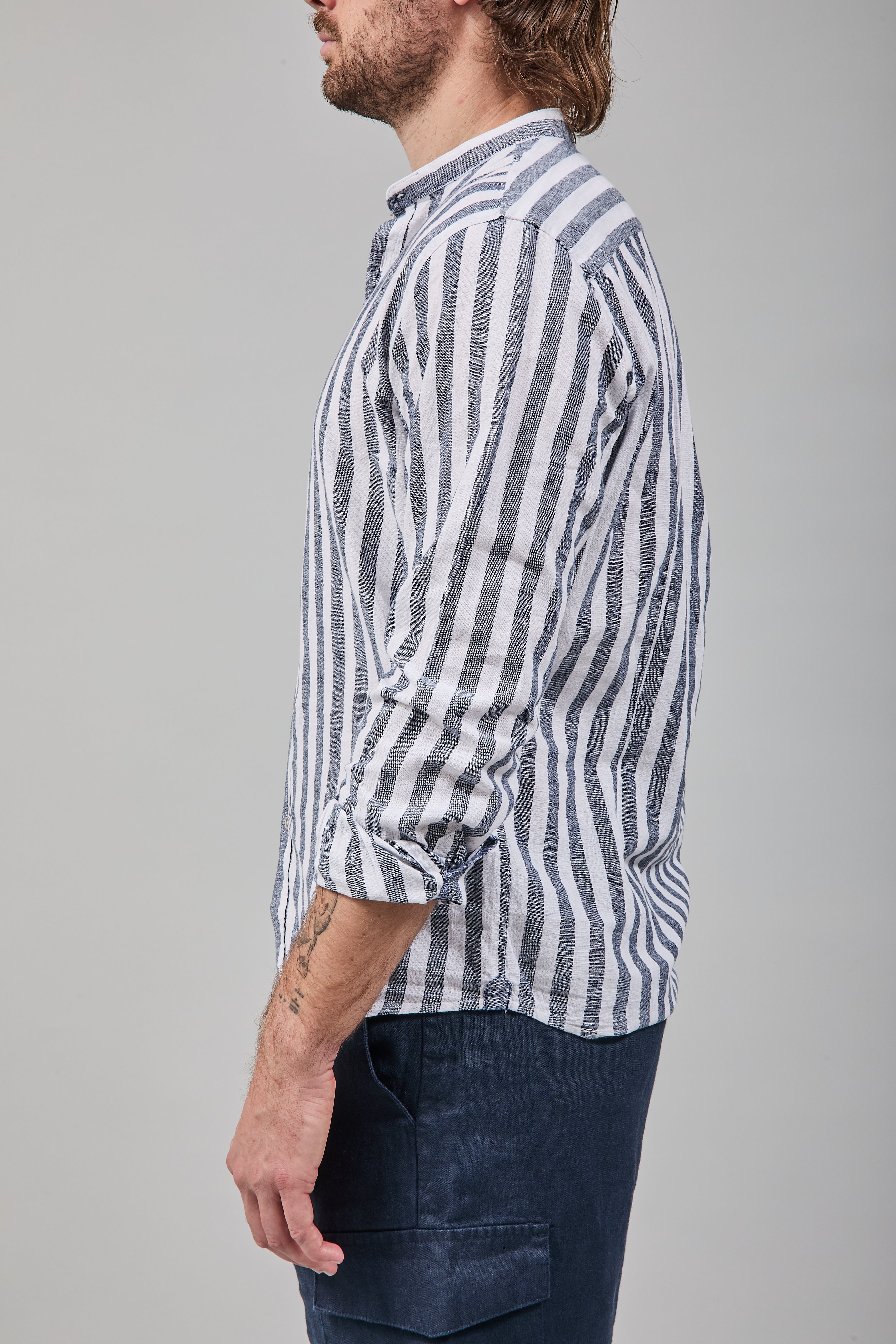 Camicia Block Eleven Lincot riga larga Navy