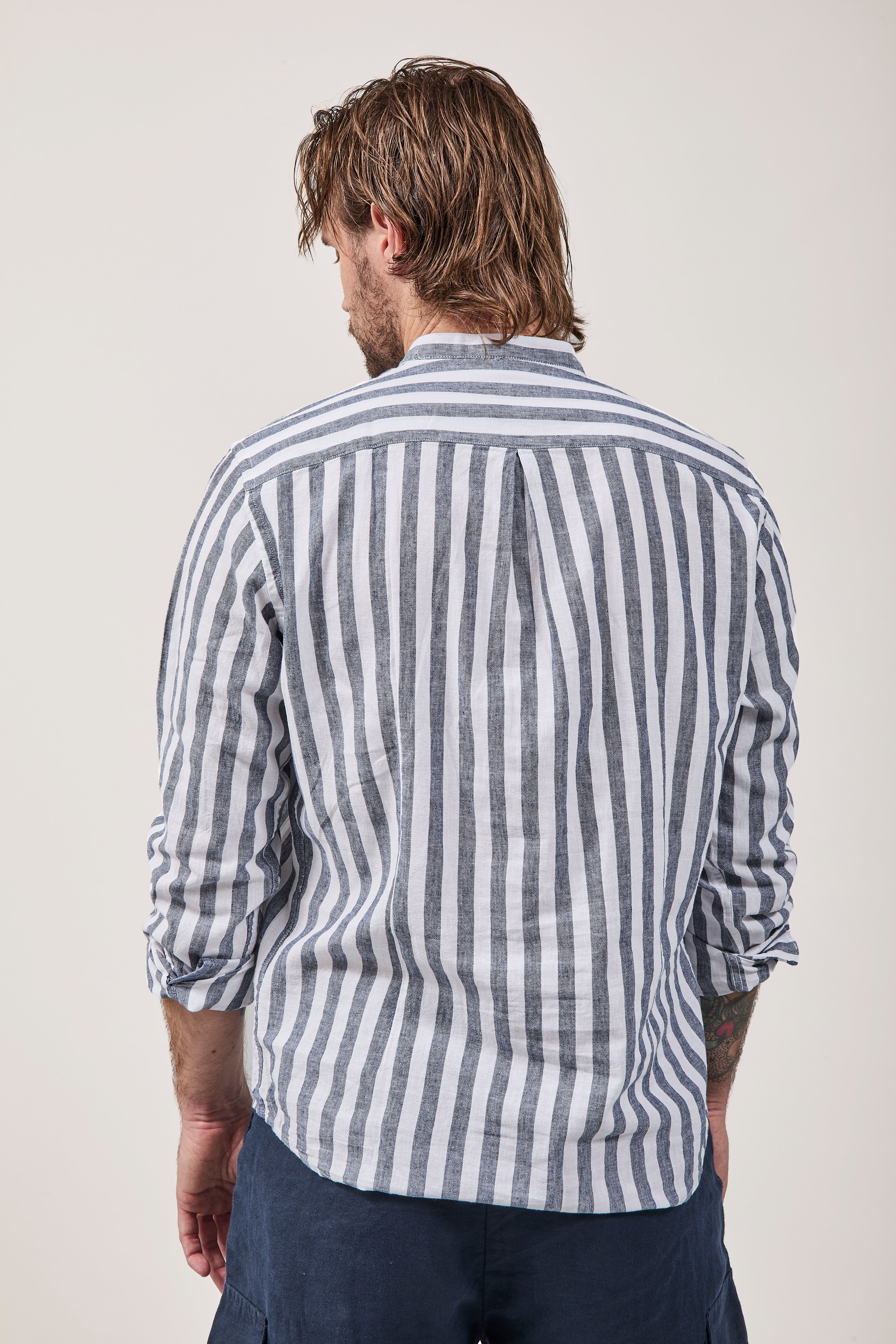 Camicia Block Eleven Lincot riga larga Navy