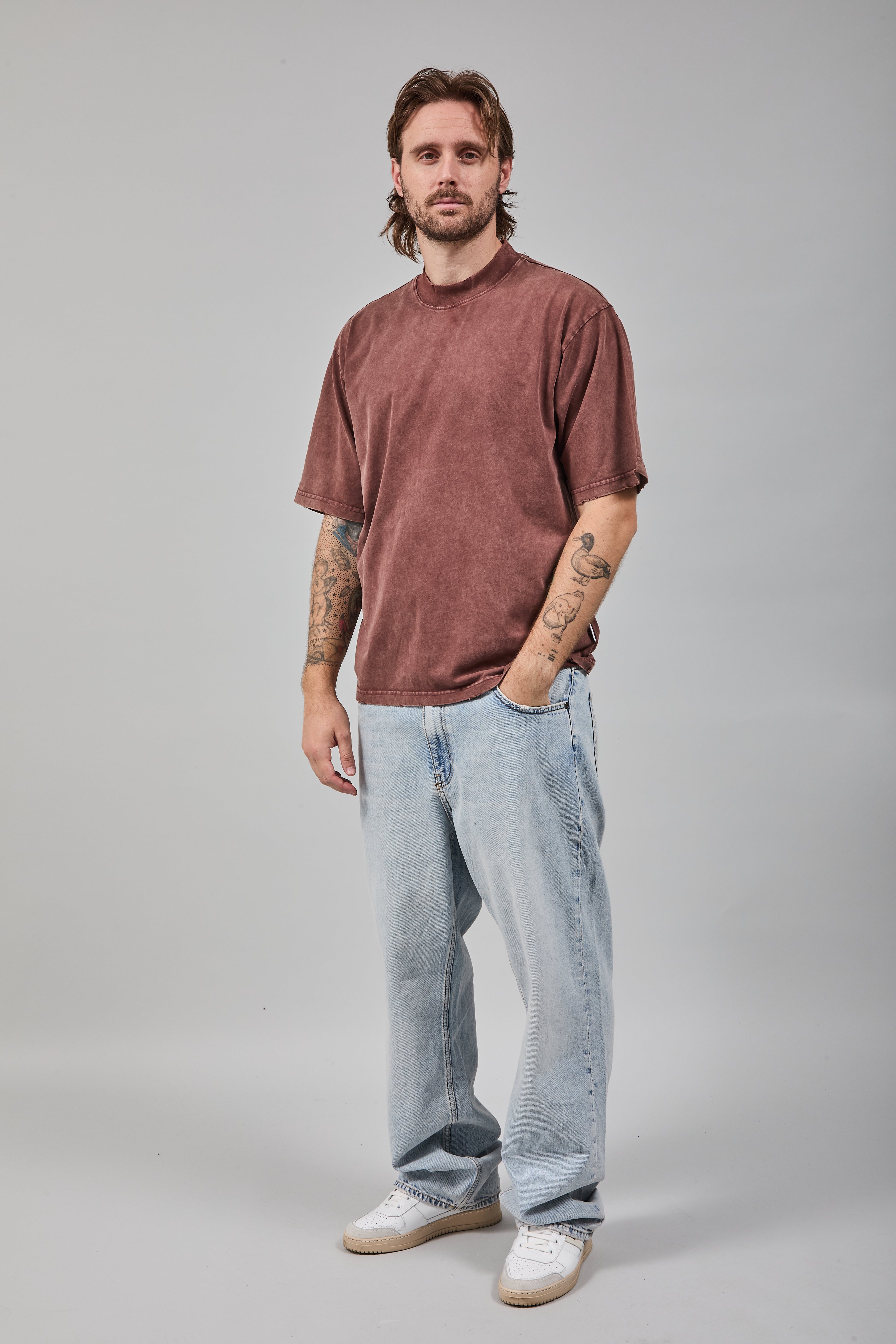 T-shirt Berna Stone Washed Bordeaux